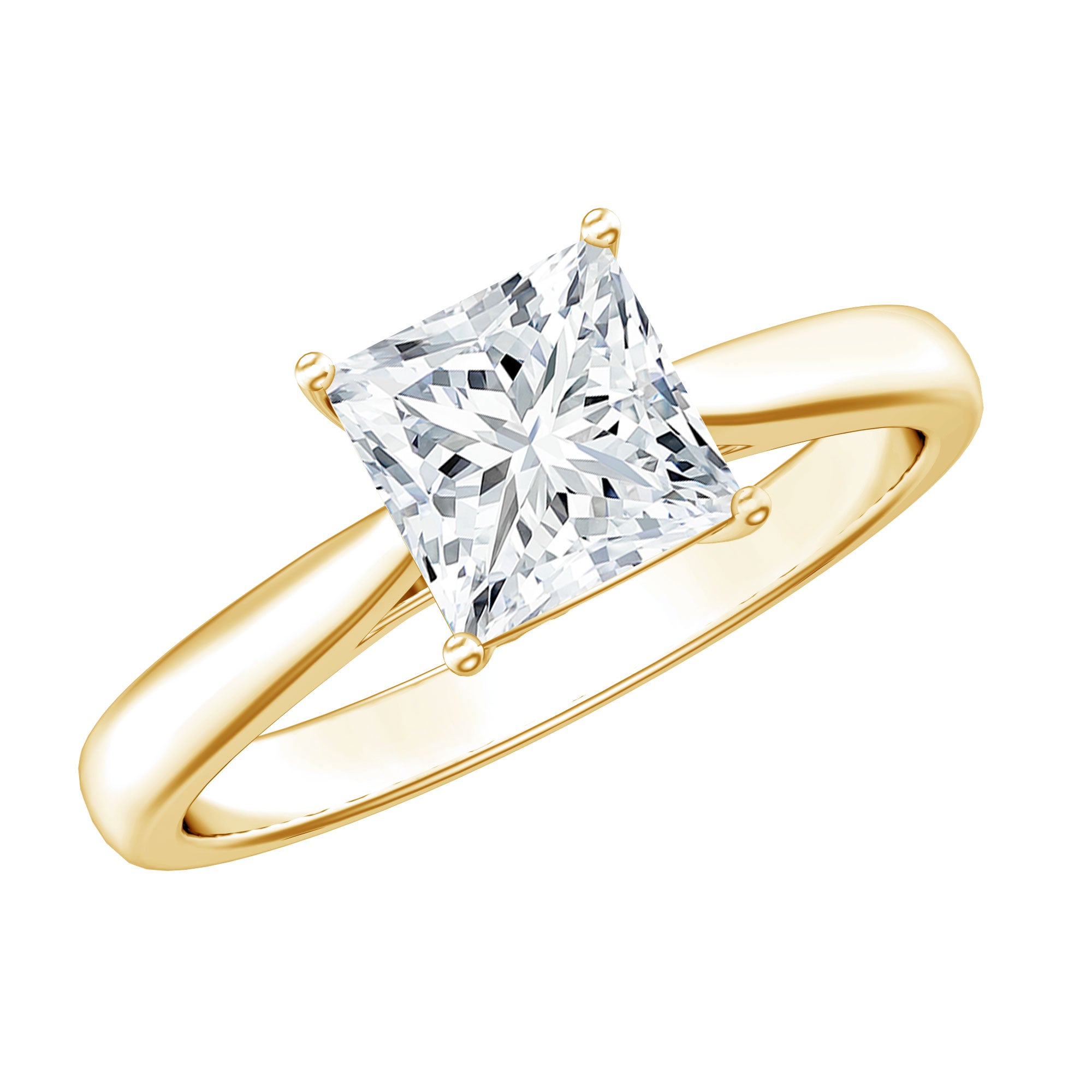 Princess Cut Moissanite Solitaire Engagement Ring D-VS1 - Rosec Jewels