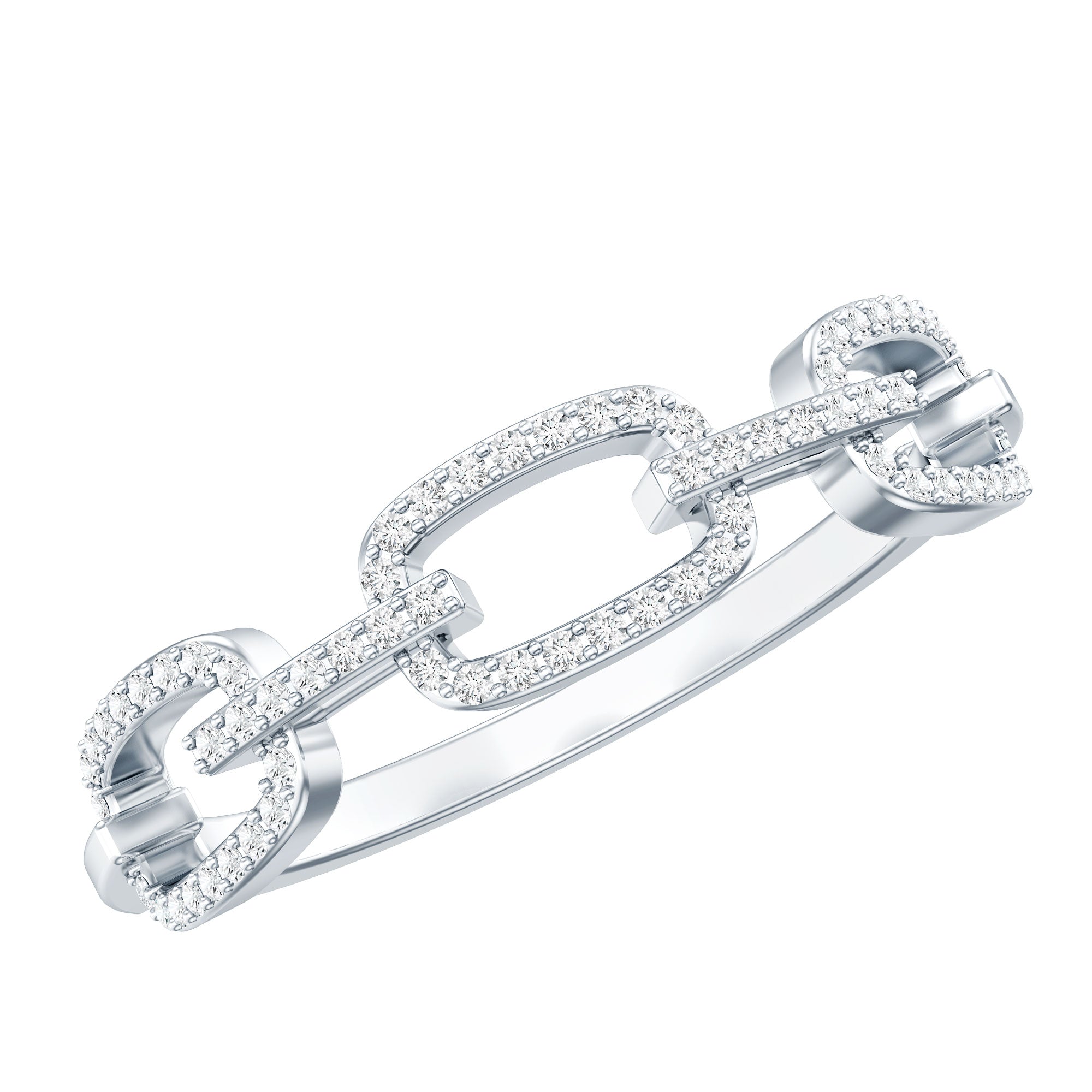 Certified Diamond Chain Link Ring in Prong Setting Natural - ( HI-SI ) - Rosec Jewels