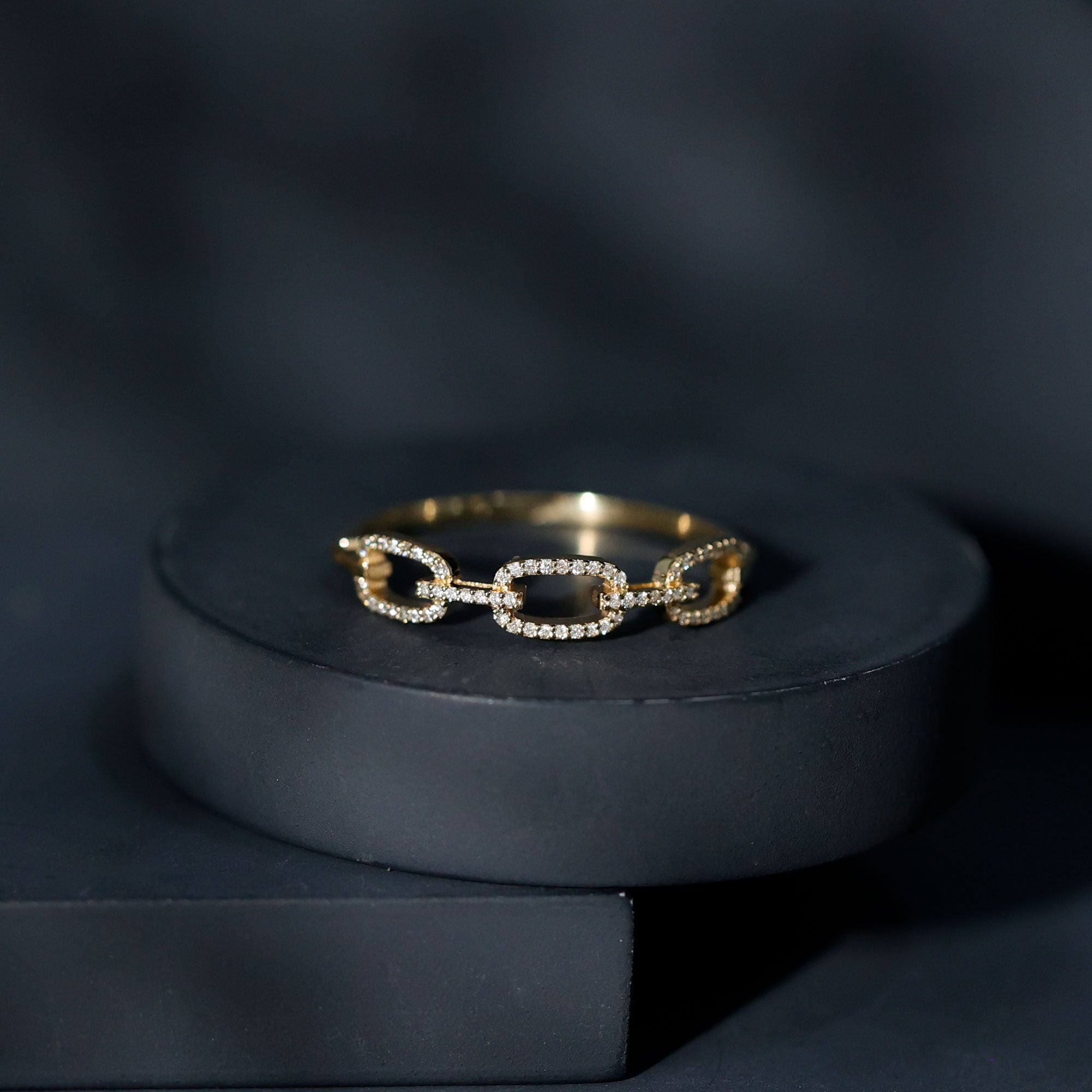 Certified Diamond Chain Link Ring in Prong Setting Natural - ( HI-SI ) - Rosec Jewels