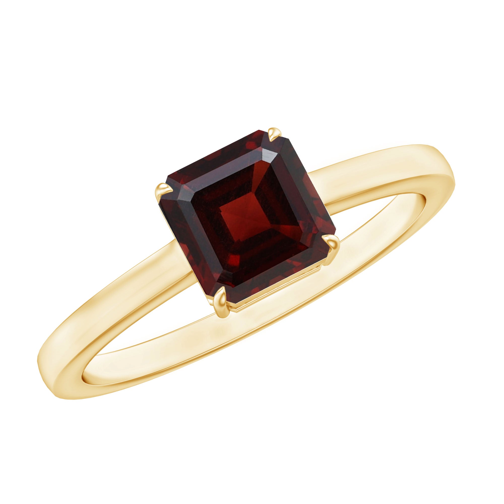 3.3 Carat Real Garnet Asscher Cut Engagement Ring with Certificate AAA - Rosec Jewels