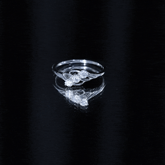 Certified Round Moissanite Three Stone Engagement Ring D-VS1 - Rosec Jewels