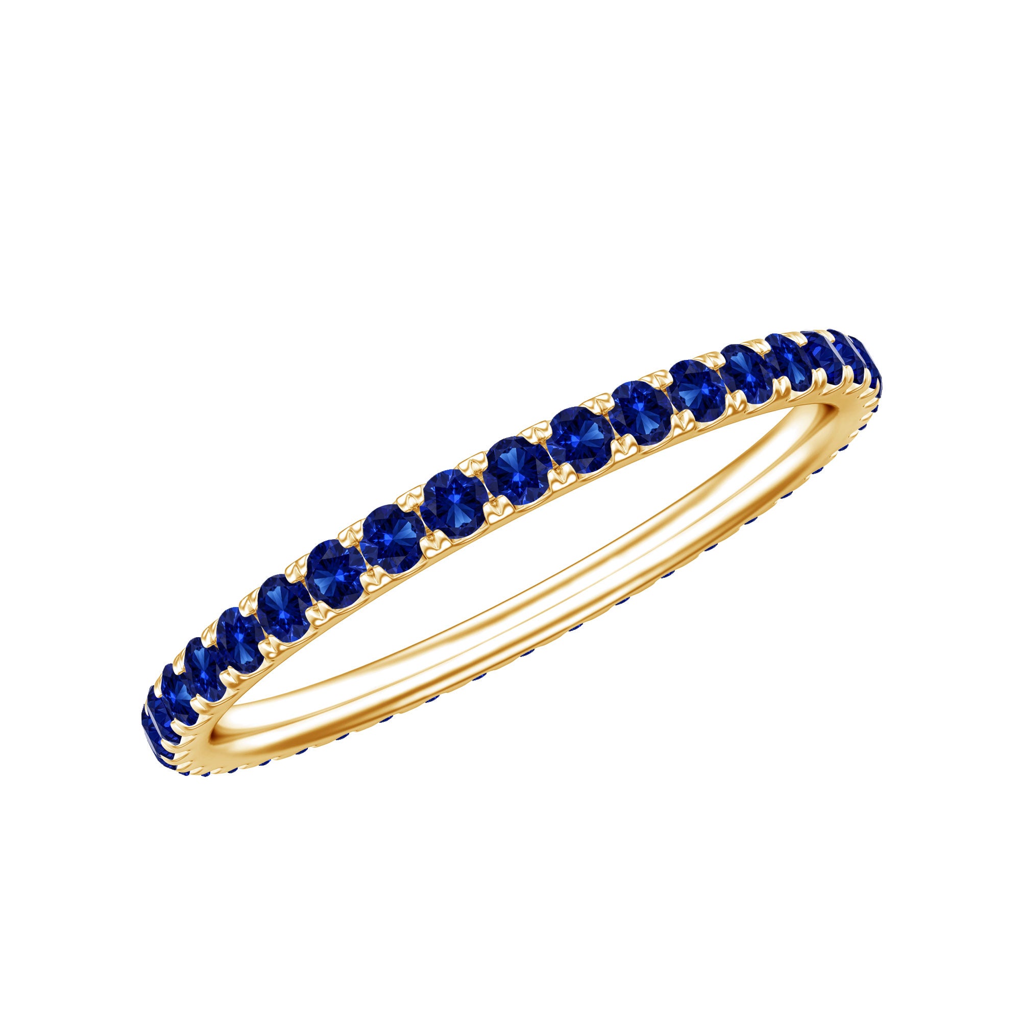 Certified Lab Grown Blue Sapphire Eternity Ring for Women AAAA - Rosec Jewels