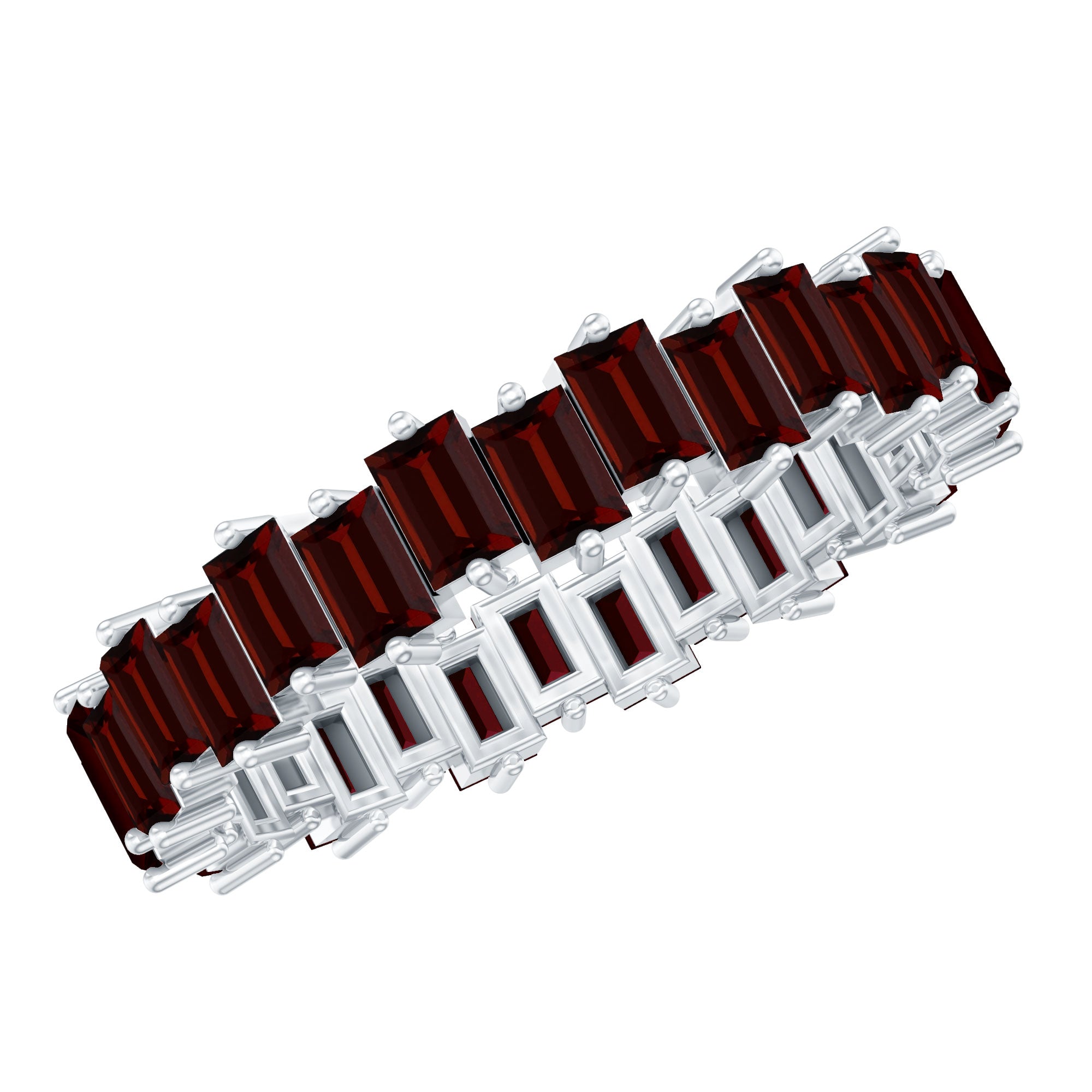 Real Garnet Baguette Eternity Ring with Certificate