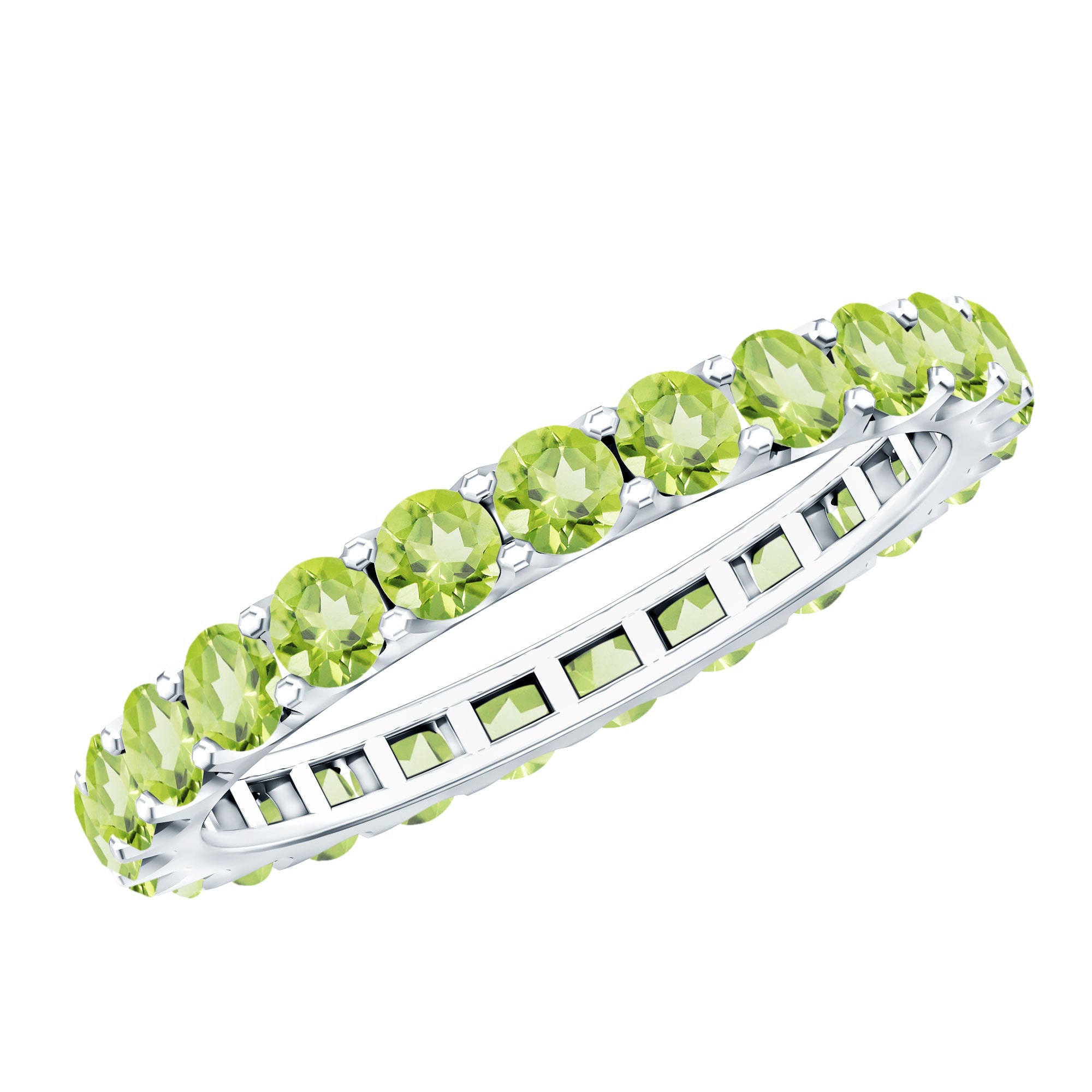 Natural Green Peridot Eternity Ring With Certificate AAA - Rosec Jewels
