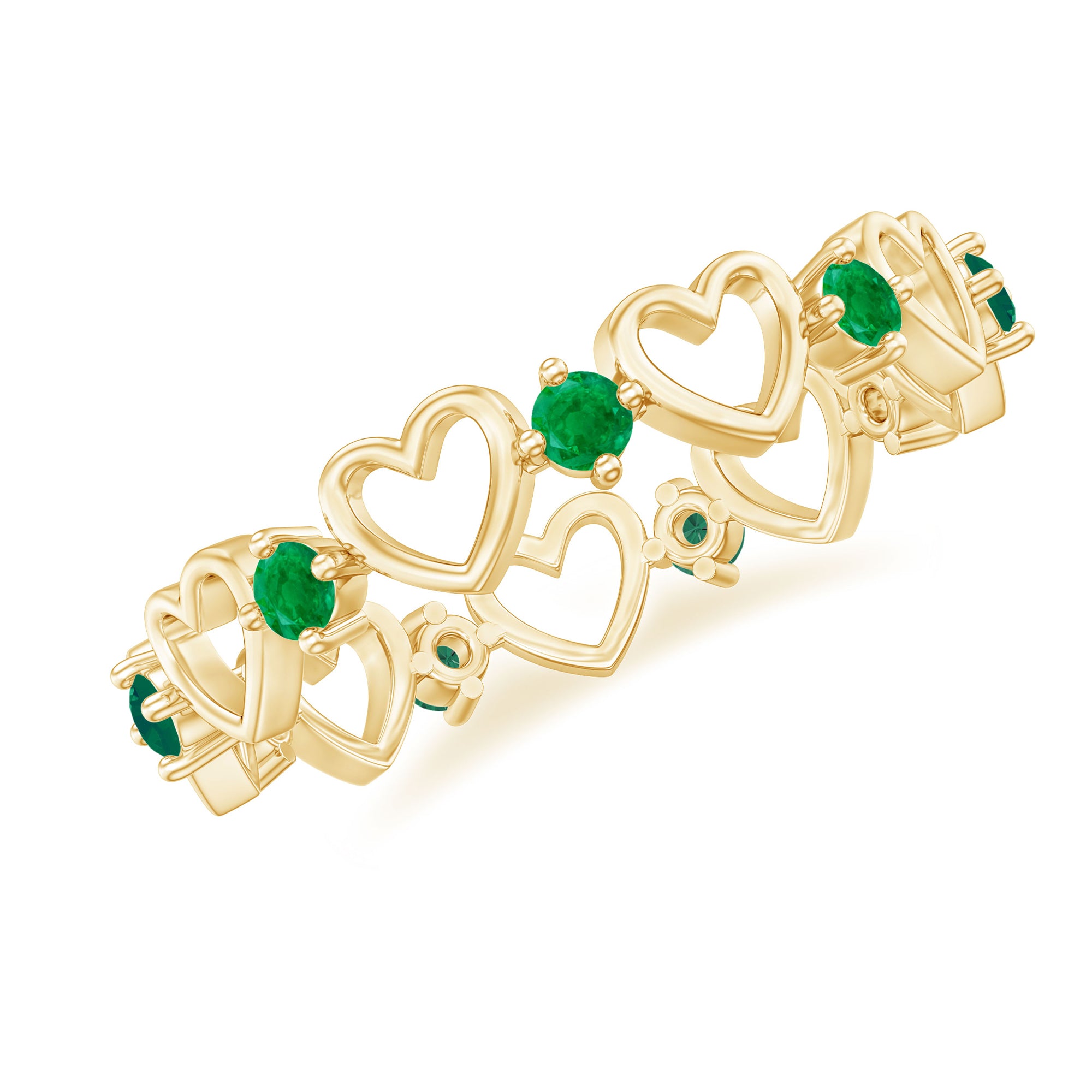 Minimalist Emerald Heart Shape Wedding Band AAA - Rosec Jewels