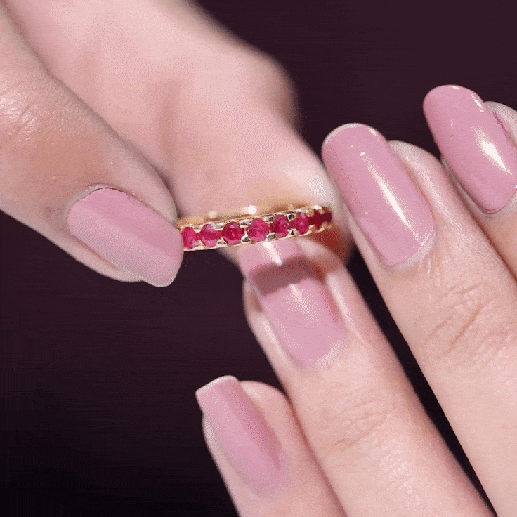 Natural Ruby Eternity Stackable Ring for Women AAA - Rosec Jewels