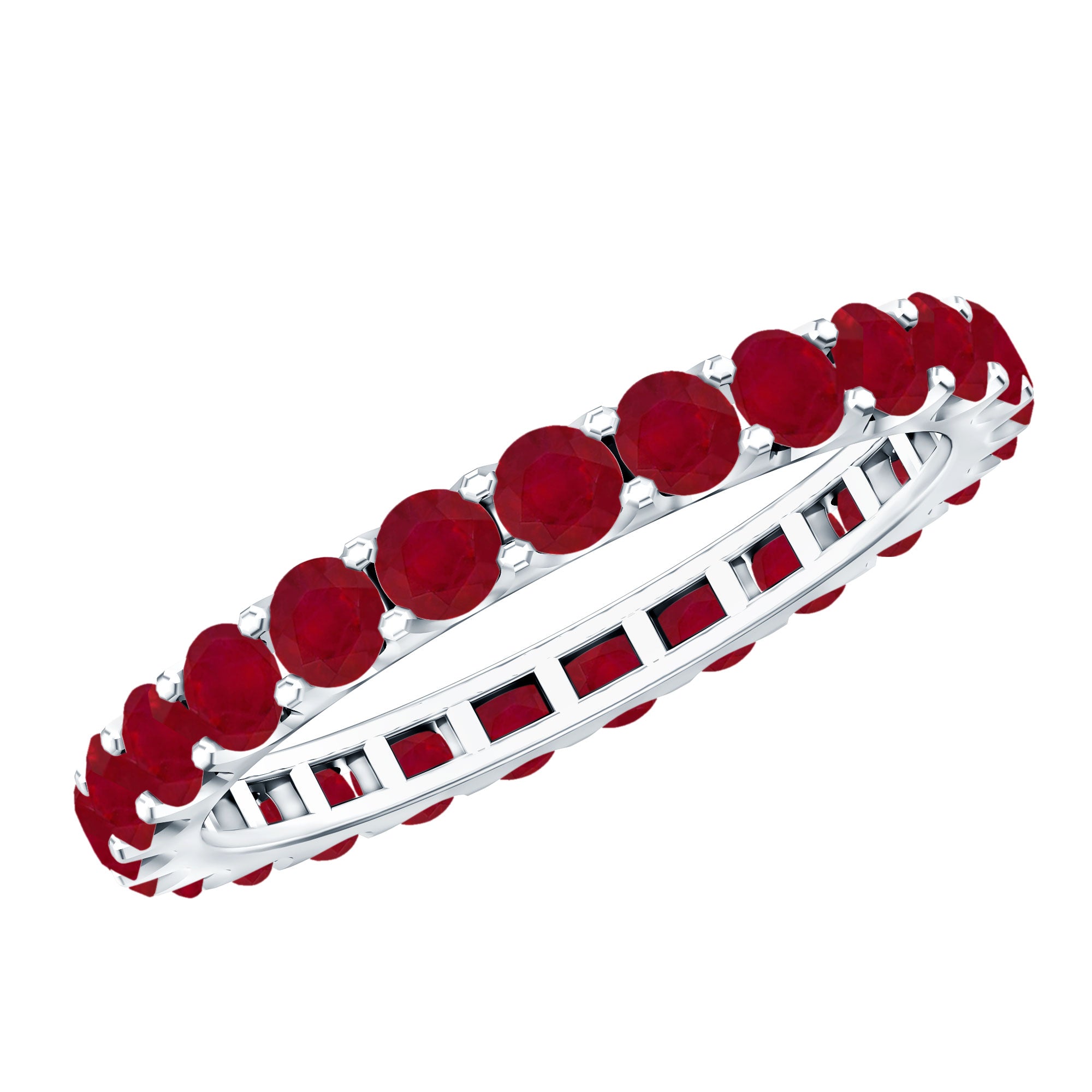Natural Ruby Eternity Stackable Ring for Women AAA - Rosec Jewels