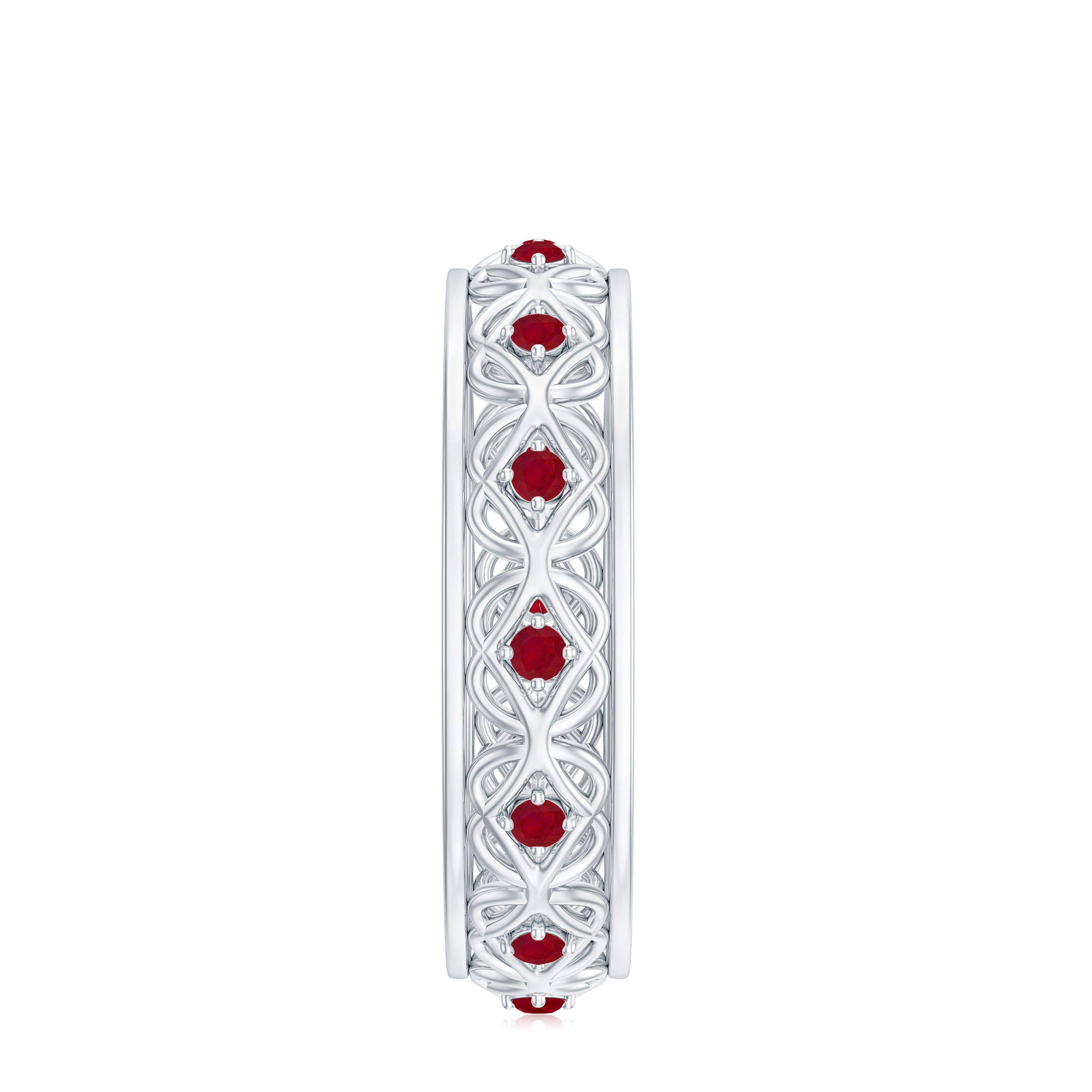 Natural Ruby Celtic Knot Wedding Band for Women AAA - Rosec Jewels