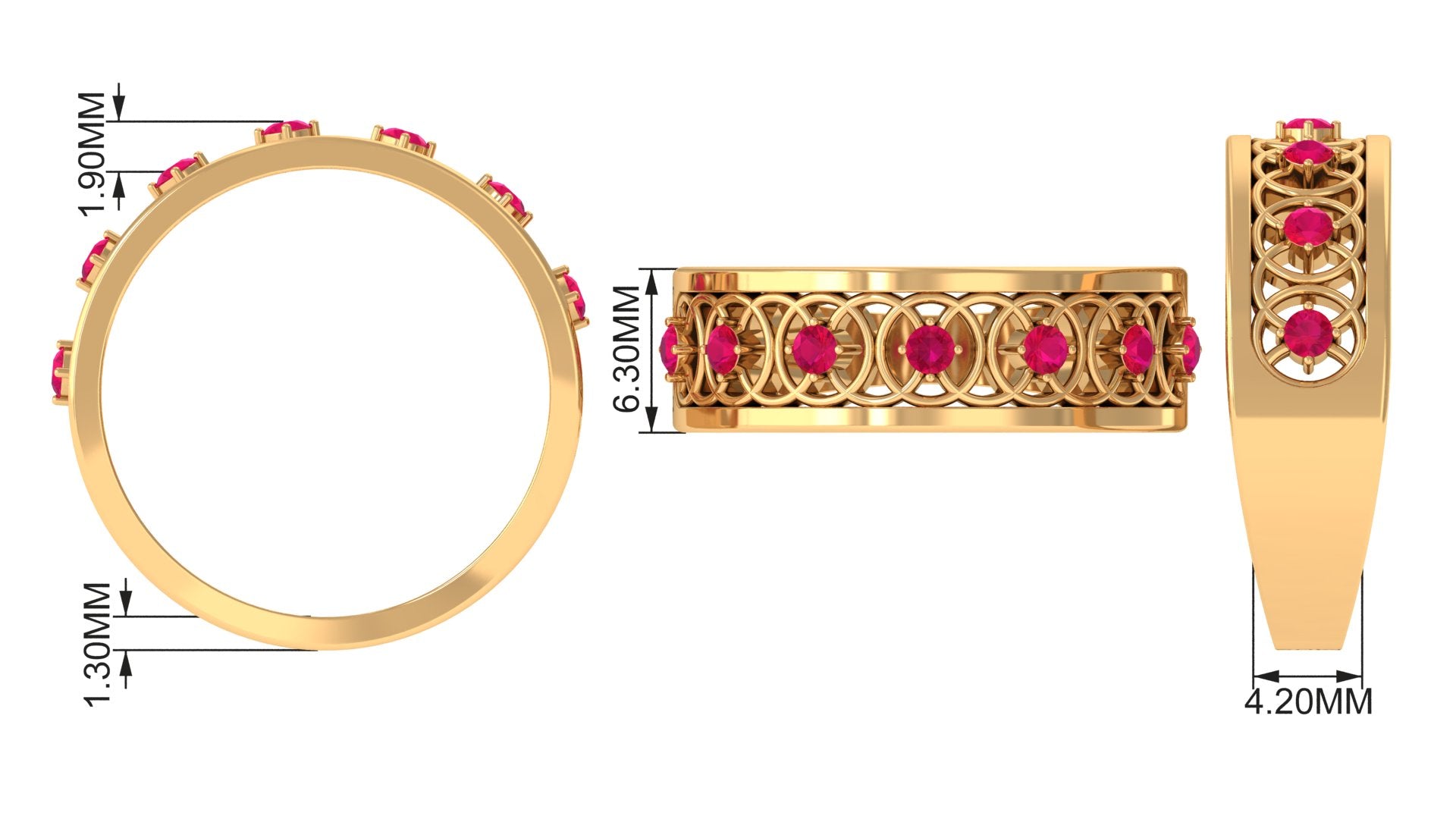 Rosec Jewels-Vintage Inspired Ruby Half Eternity Anniversary Band Ring
