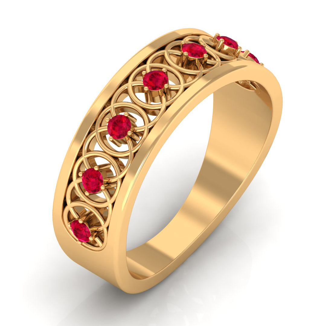 Rosec Jewels-Vintage Inspired Ruby Half Eternity Anniversary Band Ring
