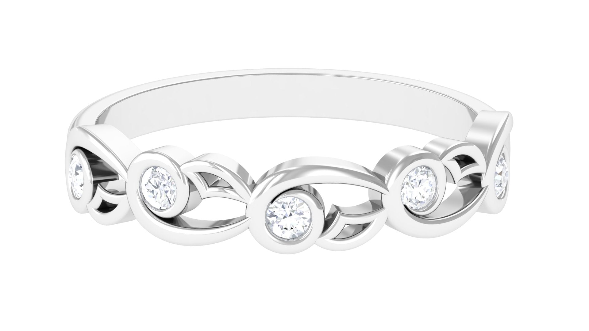 1/4 CT Bezel Set Round Diamond Designer Band Ring