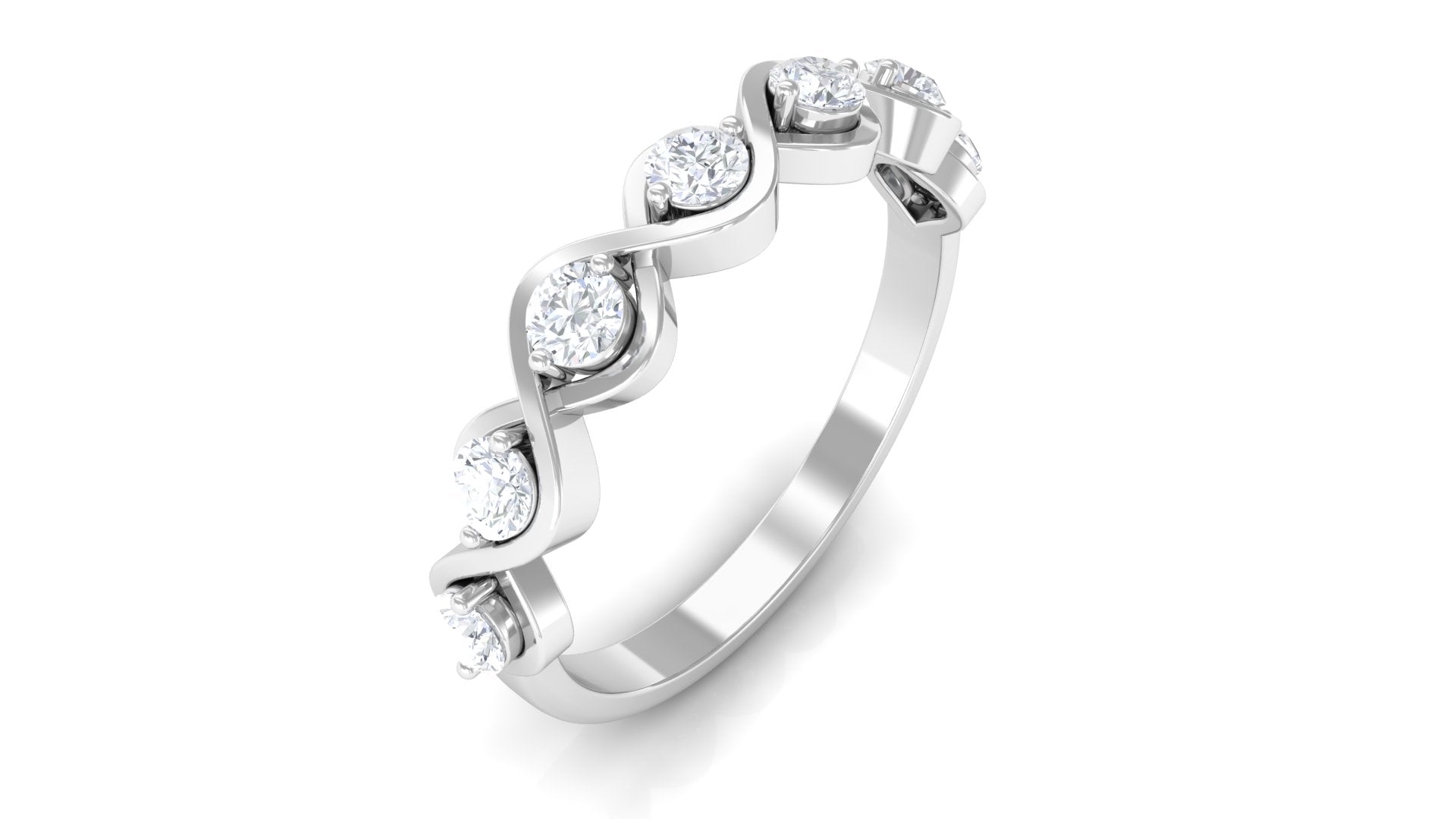 Certified Natural Diamond Half Eternity Ring with Infinity Knot Natural - ( HI-SI ) - Rosec Jewels