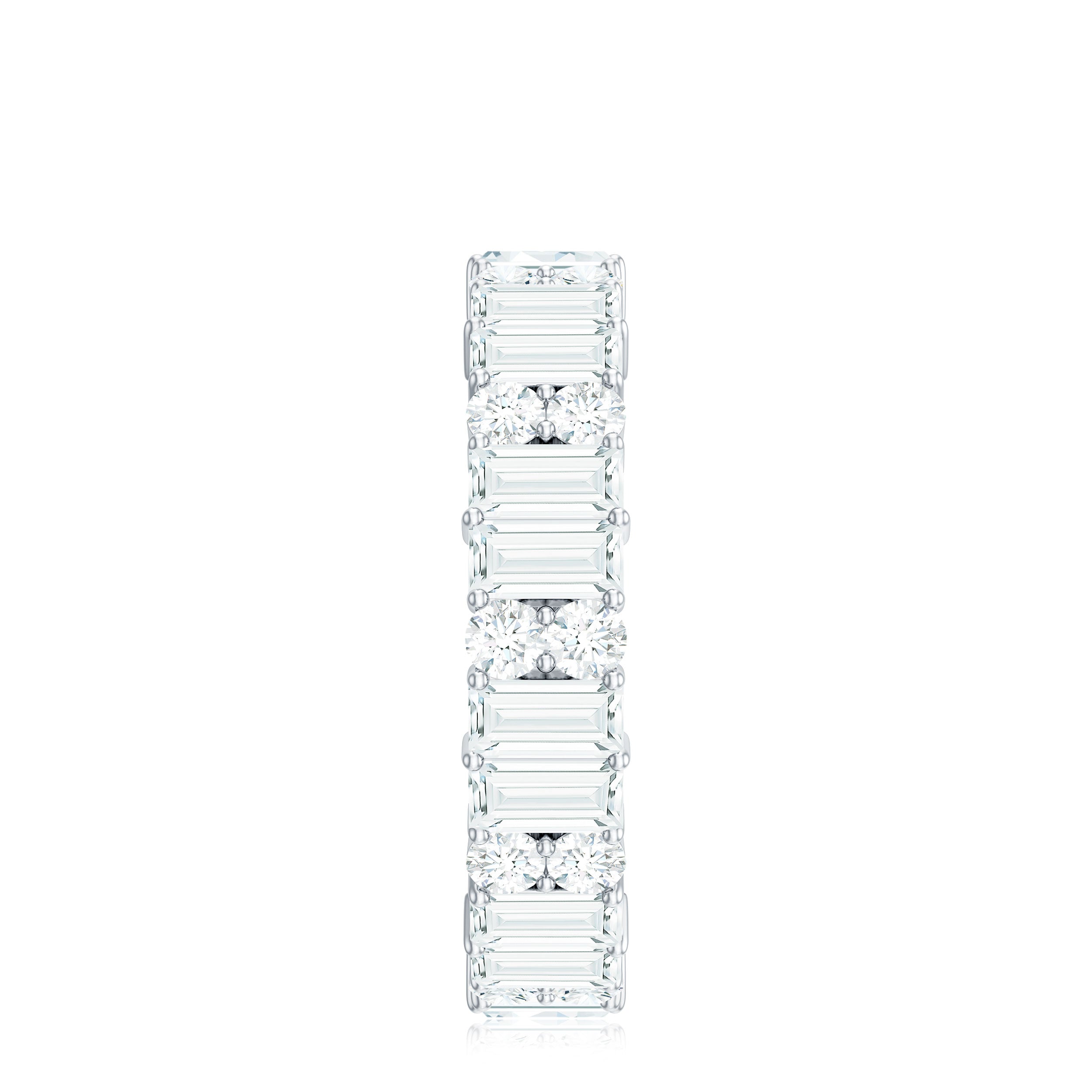 Round and Baguette Cut Moissanite Eternity Wedding Band D-VS1 - Rosec Jewels