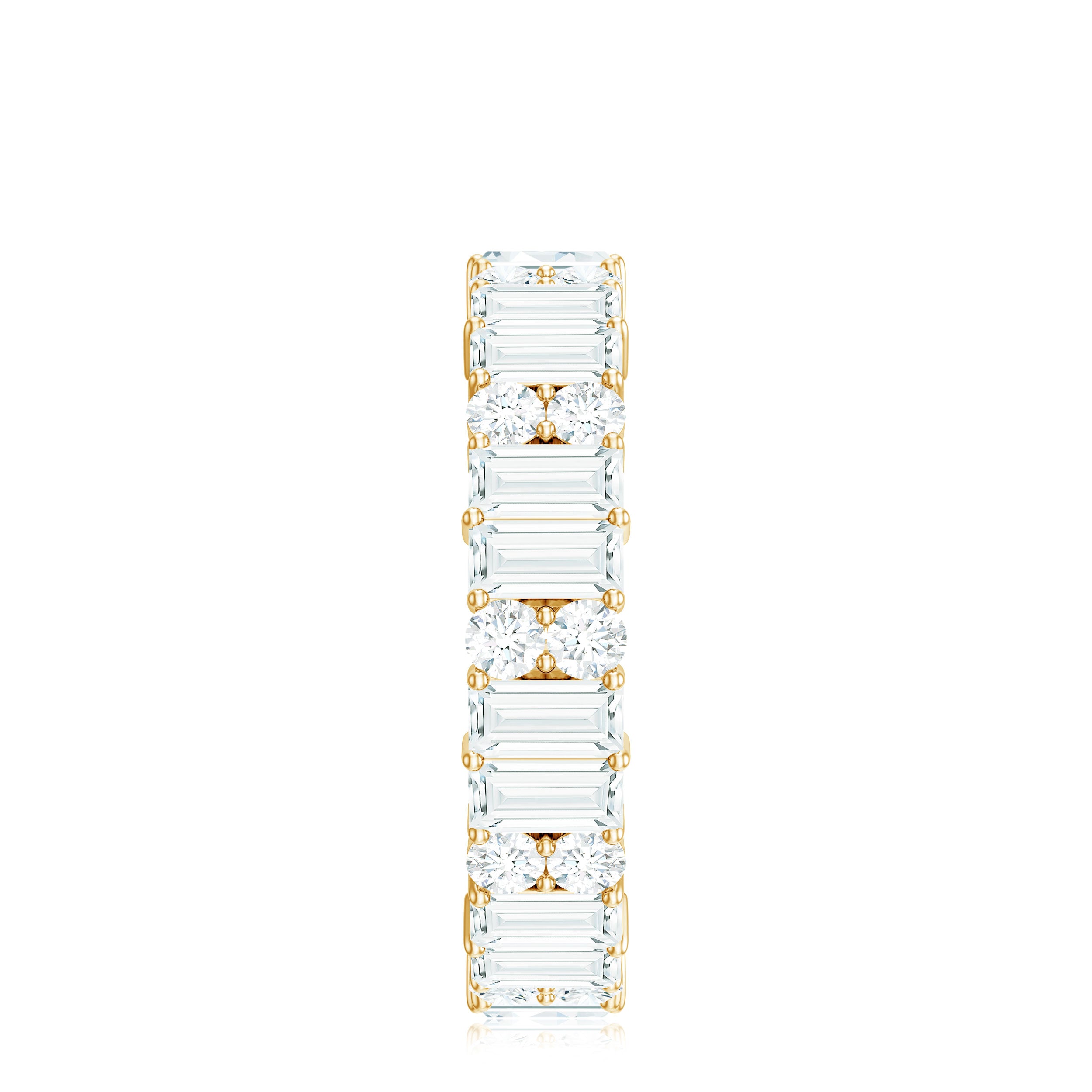 Round and Baguette Cut Moissanite Eternity Wedding Band D-VS1 - Rosec Jewels