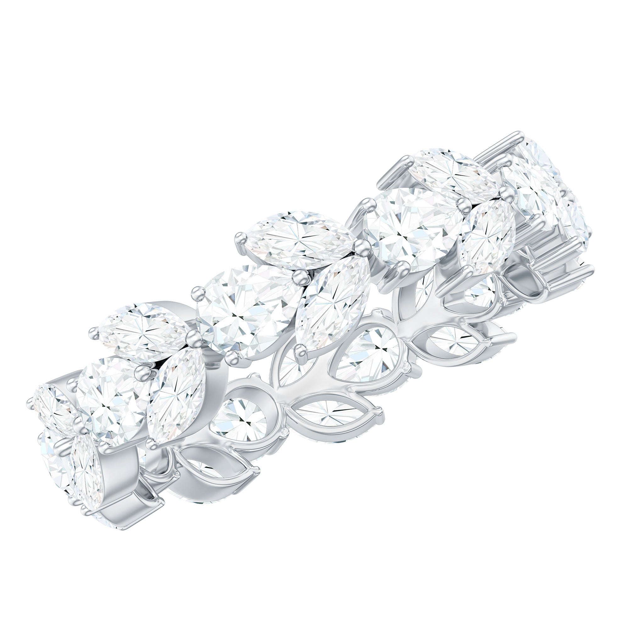 Certified Moissanite Leaf Eternity Band Ring for Women D-VS1 - Rosec Jewels