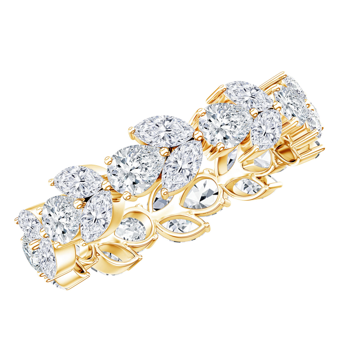 Certified Moissanite Leaf Eternity Band Ring for Women D-VS1 - Rosec Jewels