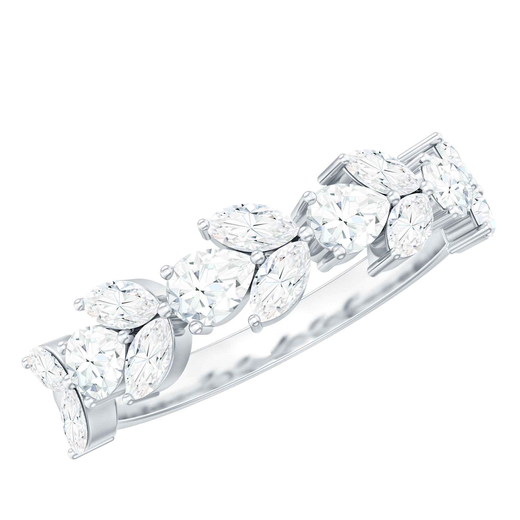 Marquise and Pear Cut Moissanite Half Eternity Band