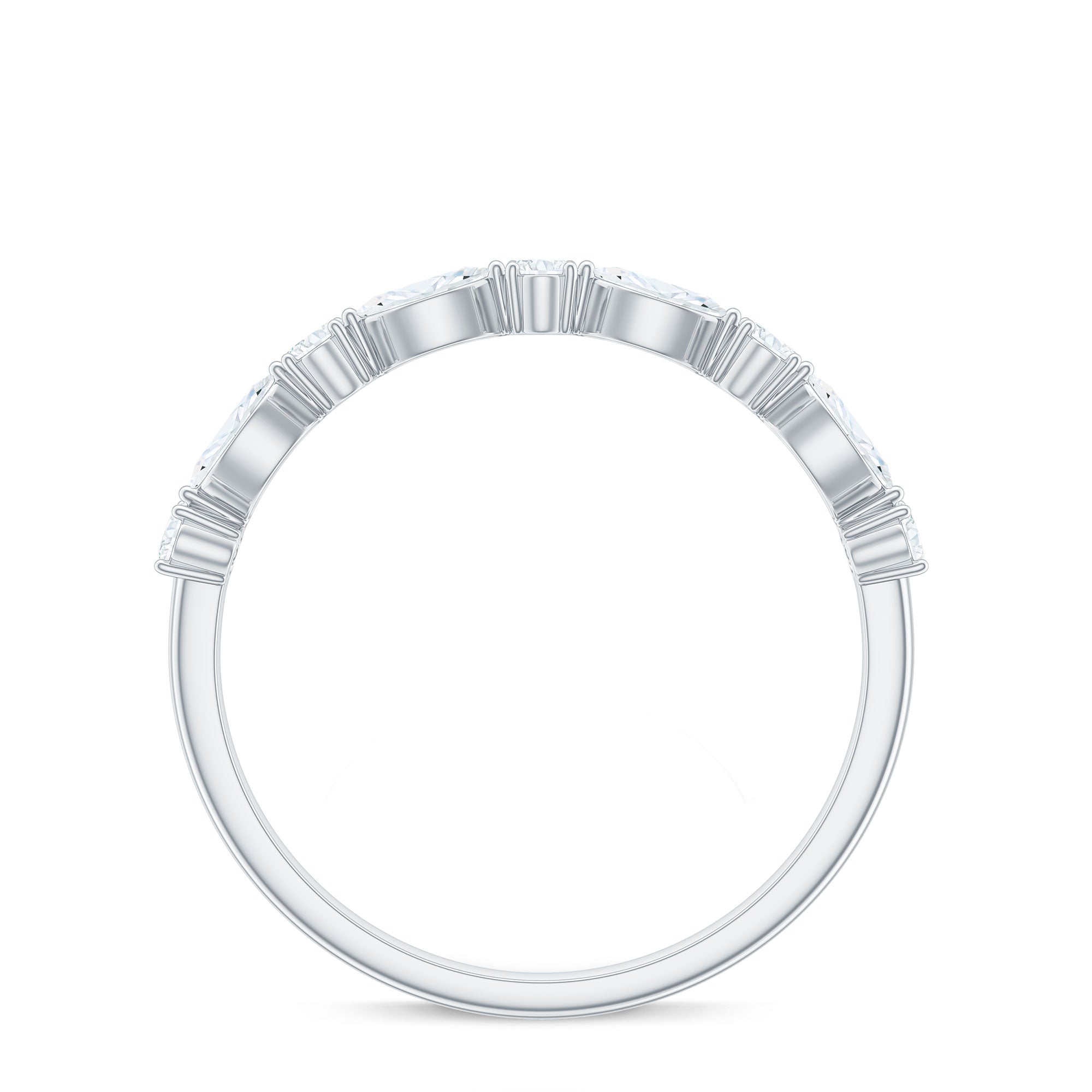 Marquise and Oval Shape Moissanite Half Eternity Ring D-VS1 - Rosec Jewels