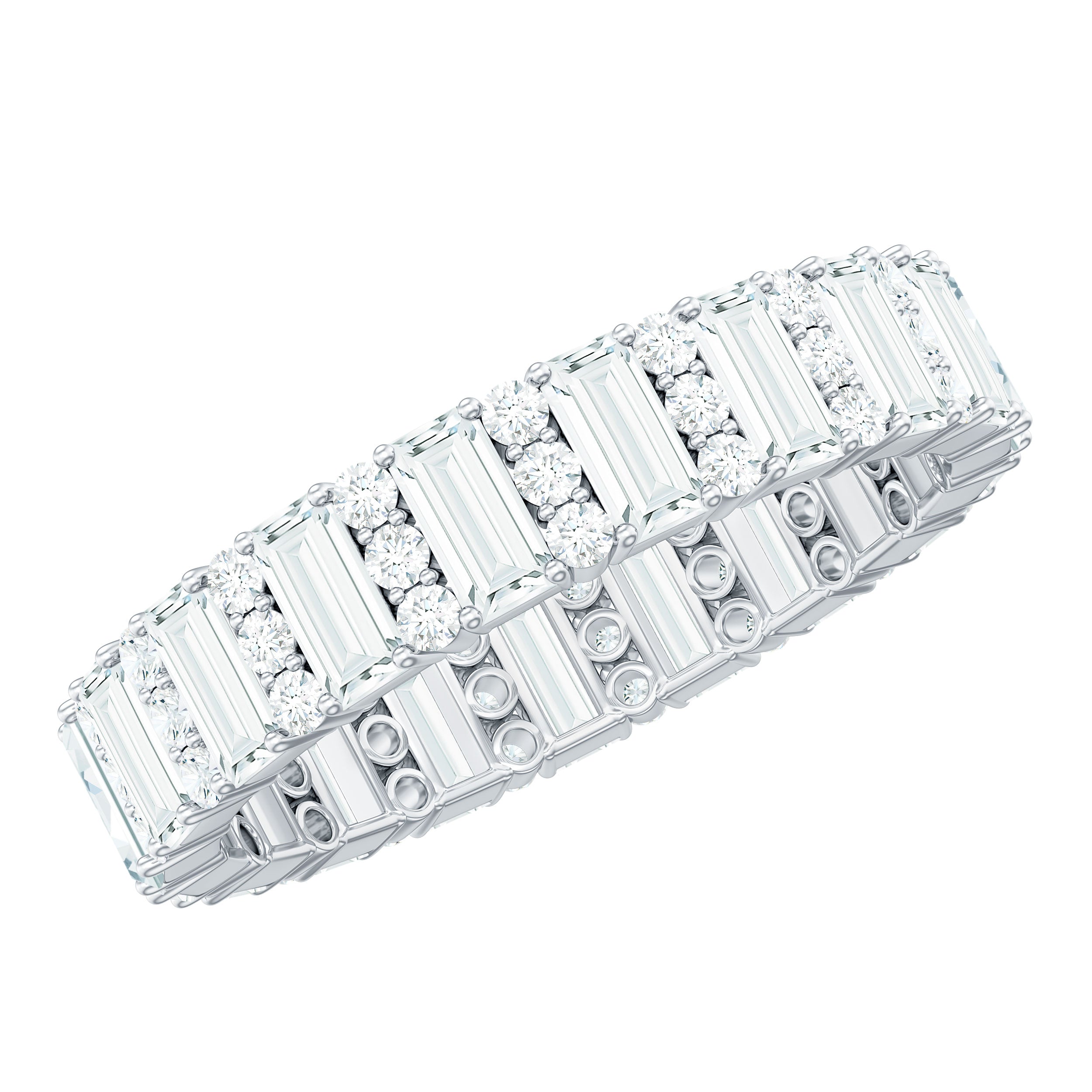 Certified Moissanite Wedding Anniversary Band for Women D-VS1 - Rosec Jewels