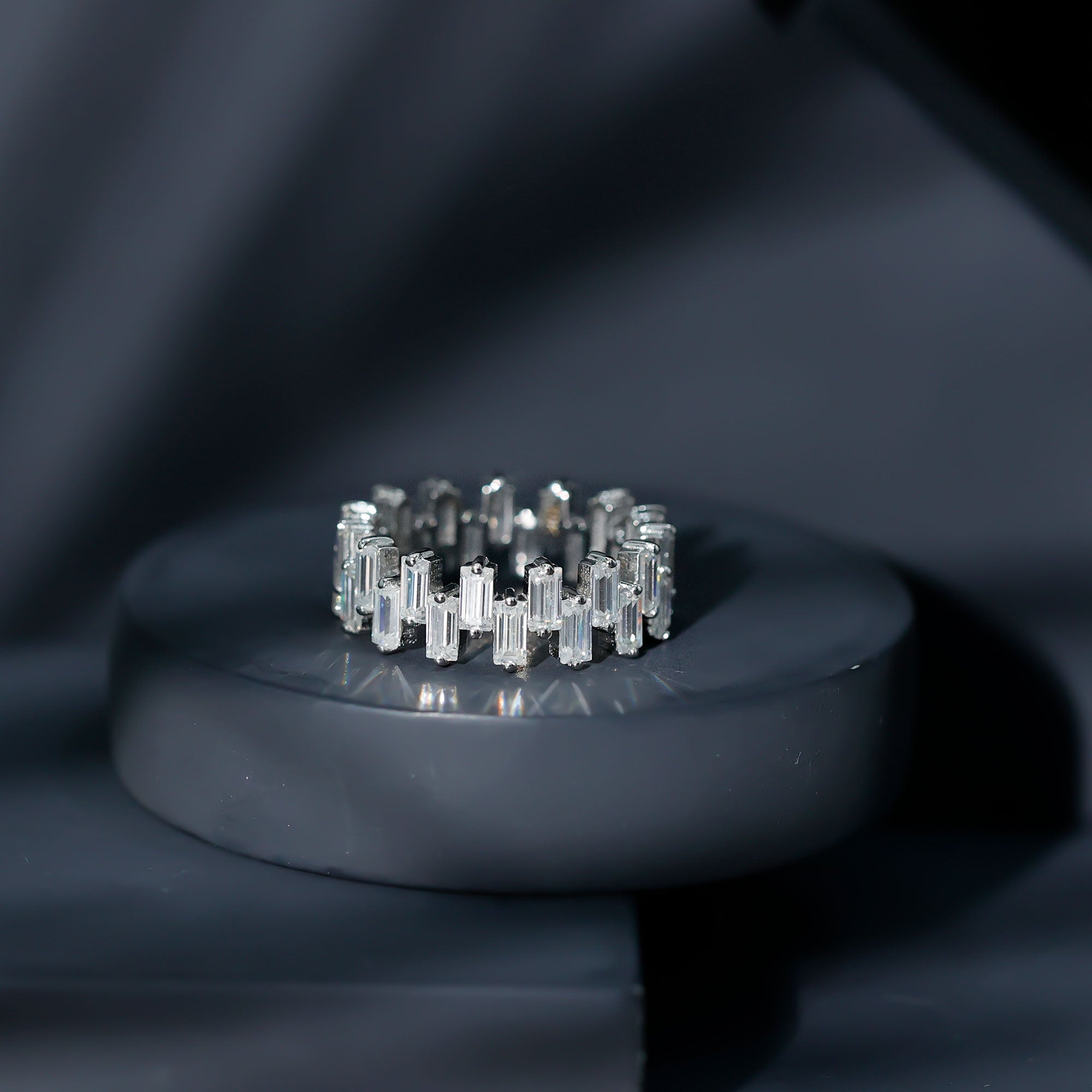 Certified Moissanite Baguette Eternity Band Ring D-VS1 - Rosec Jewels
