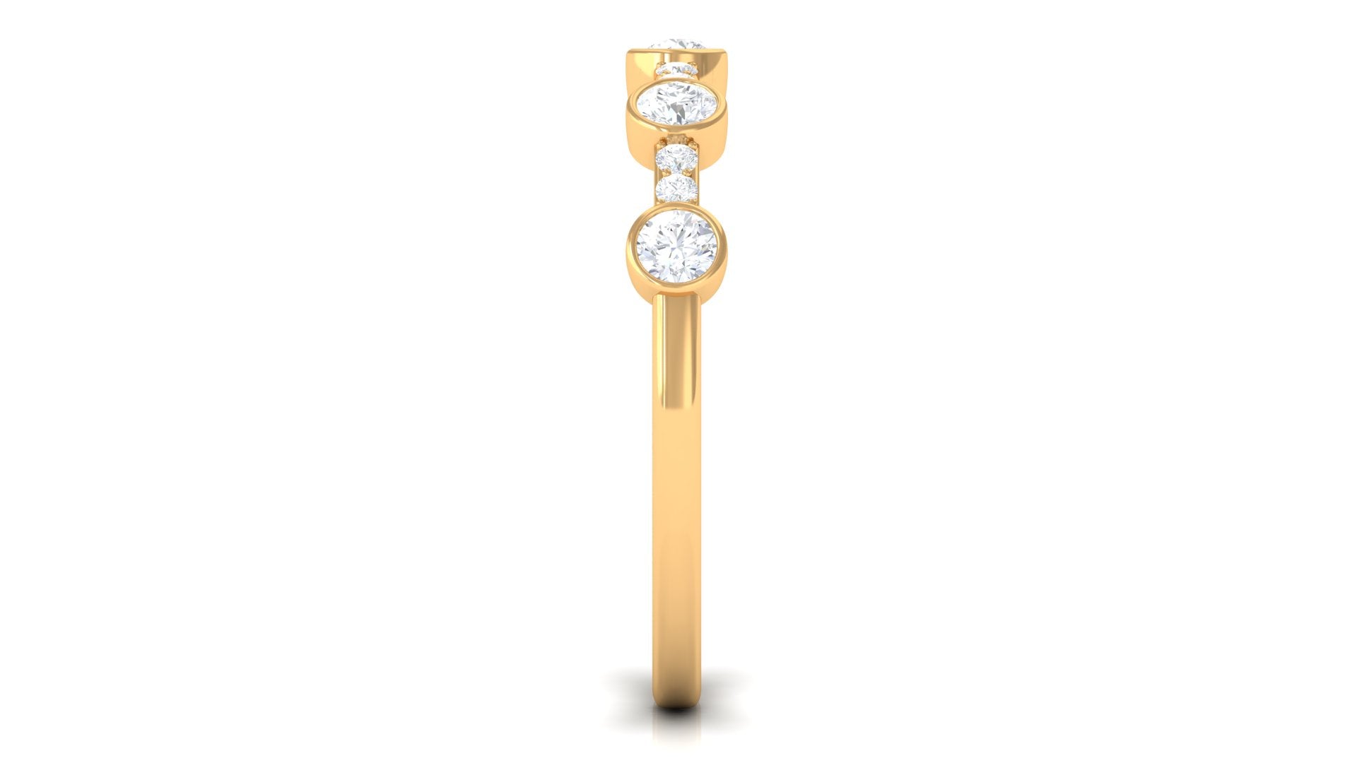 Natural Diamond Half Eternity Ring in Bezel Setting Natural - ( HI-SI ) - Rosec Jewels