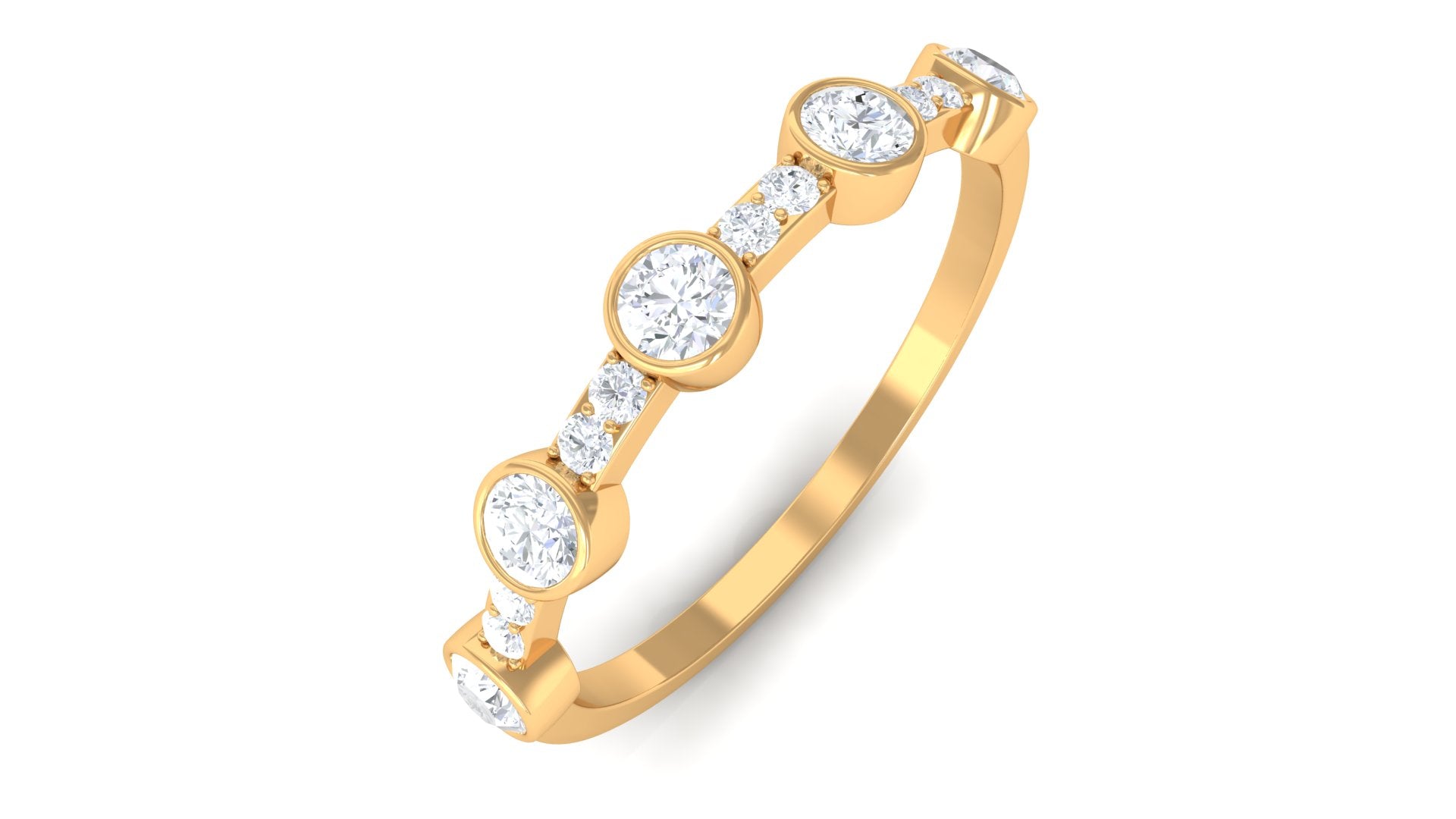 Natural Diamond Half Eternity Ring in Bezel Setting Natural - ( HI-SI ) - Rosec Jewels