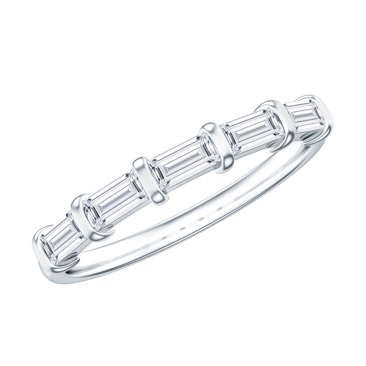 East West Set Moissanite Half Eternity Ring for Her D-VS1 - Rosec Jewels