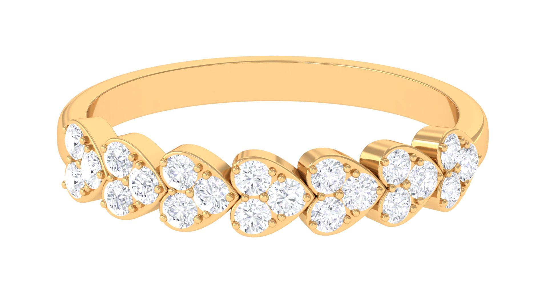 Certified Natural Diamond Heart Eternity Ring in East West Style Natural - ( HI-SI ) - Rosec Jewels