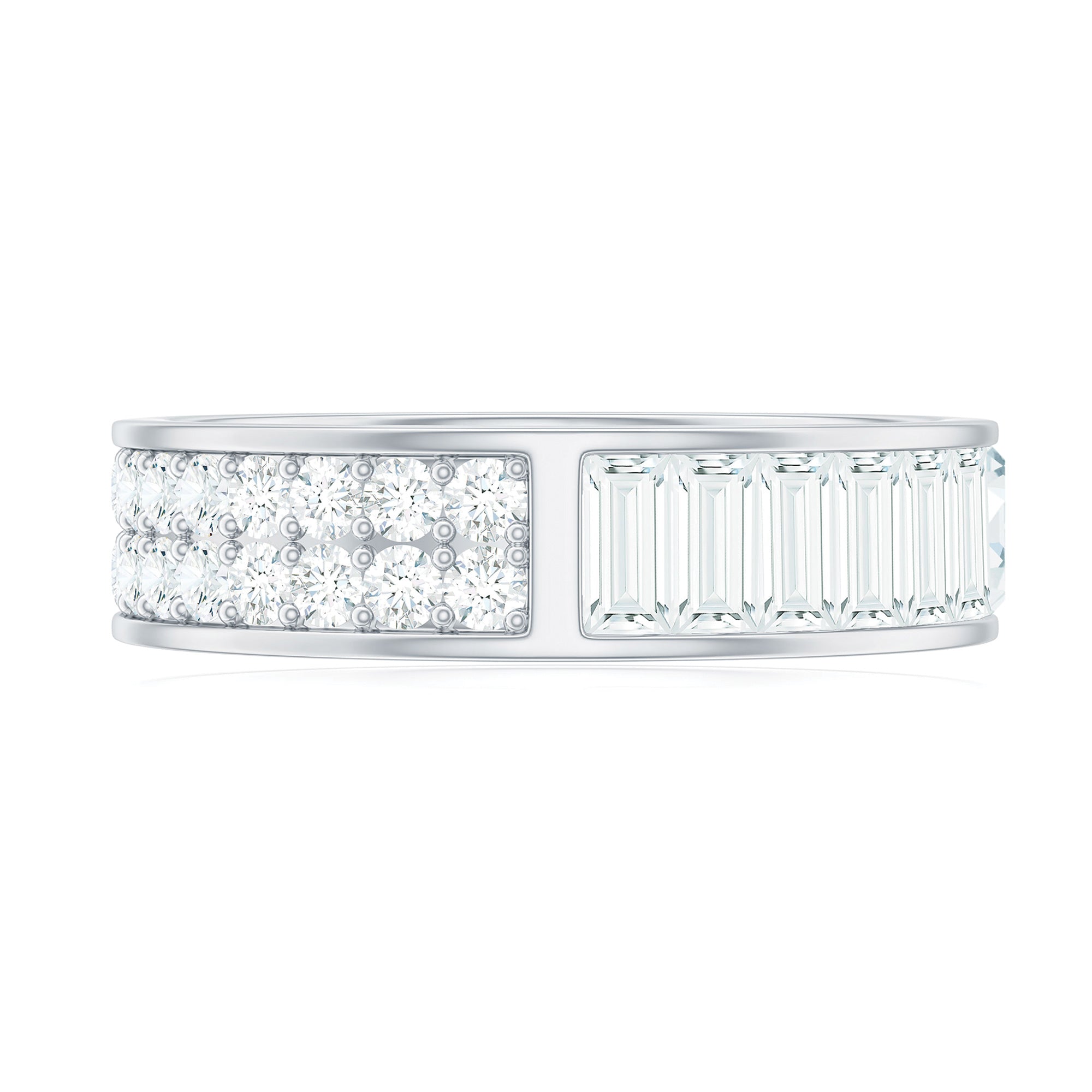 Certified Moissanite Wide Eternity Wedding Band D-VS1 - Rosec Jewels