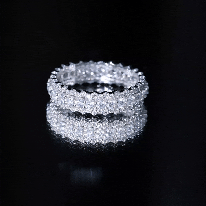 Certified Round Cut Moissanite Eternity Ring For Wedding D-VS1 - Rosec Jewels