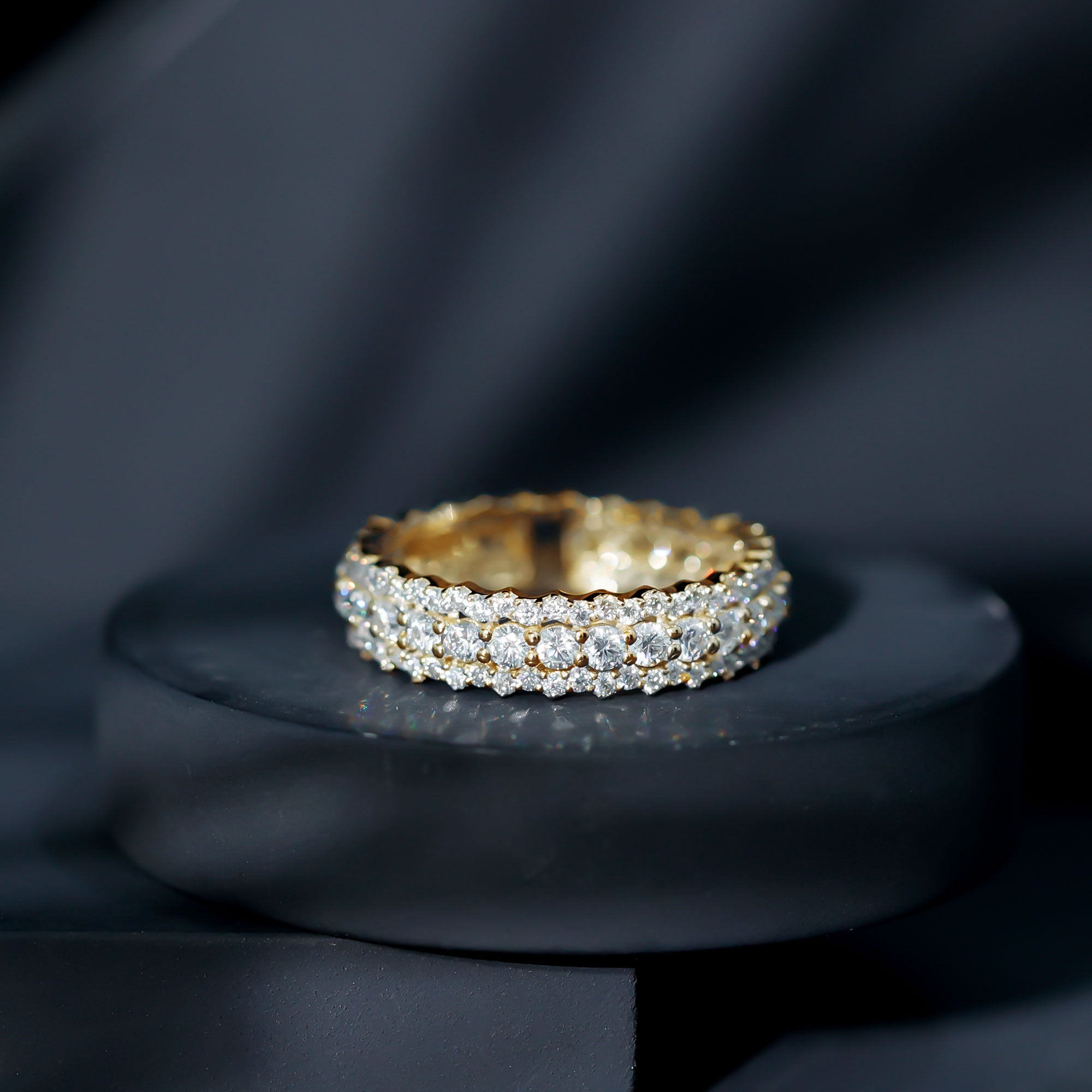 Certified Round Cut Moissanite Eternity Ring For Wedding D-VS1 - Rosec Jewels