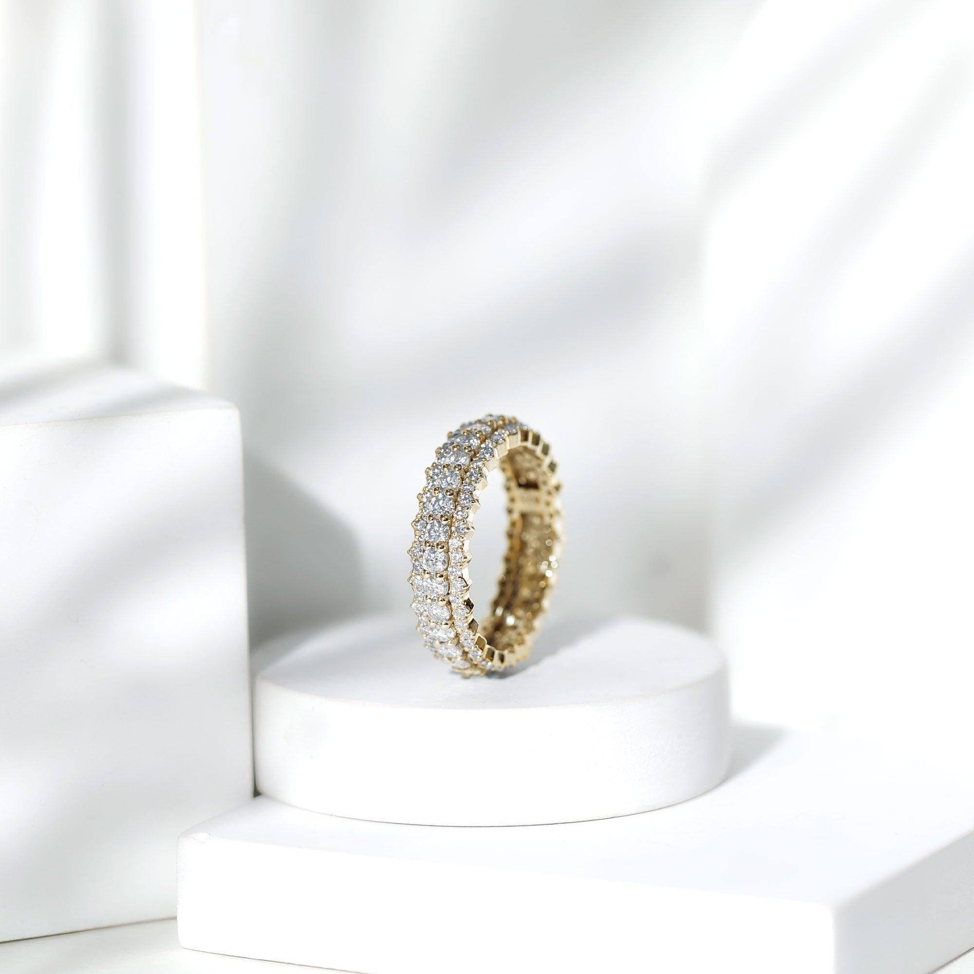 Certified Round Cut Moissanite Eternity Ring For Wedding D-VS1 - Rosec Jewels