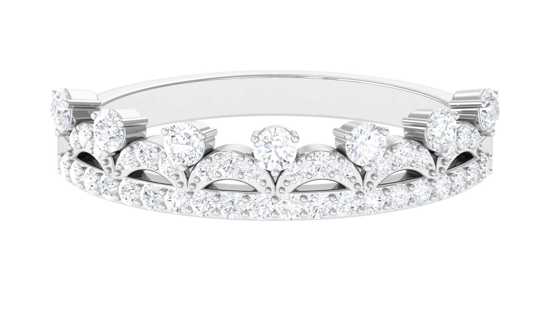 Natural Diamond Half Eternity Ring in Crown Style Natural - ( HI-SI ) - Rosec Jewels