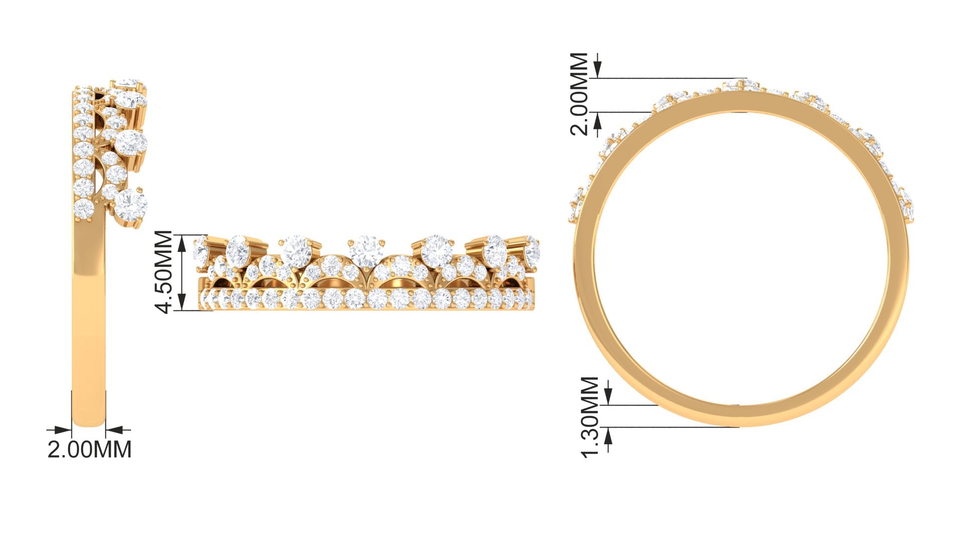 Natural Diamond Half Eternity Ring in Crown Style Natural - ( HI-SI ) - Rosec Jewels