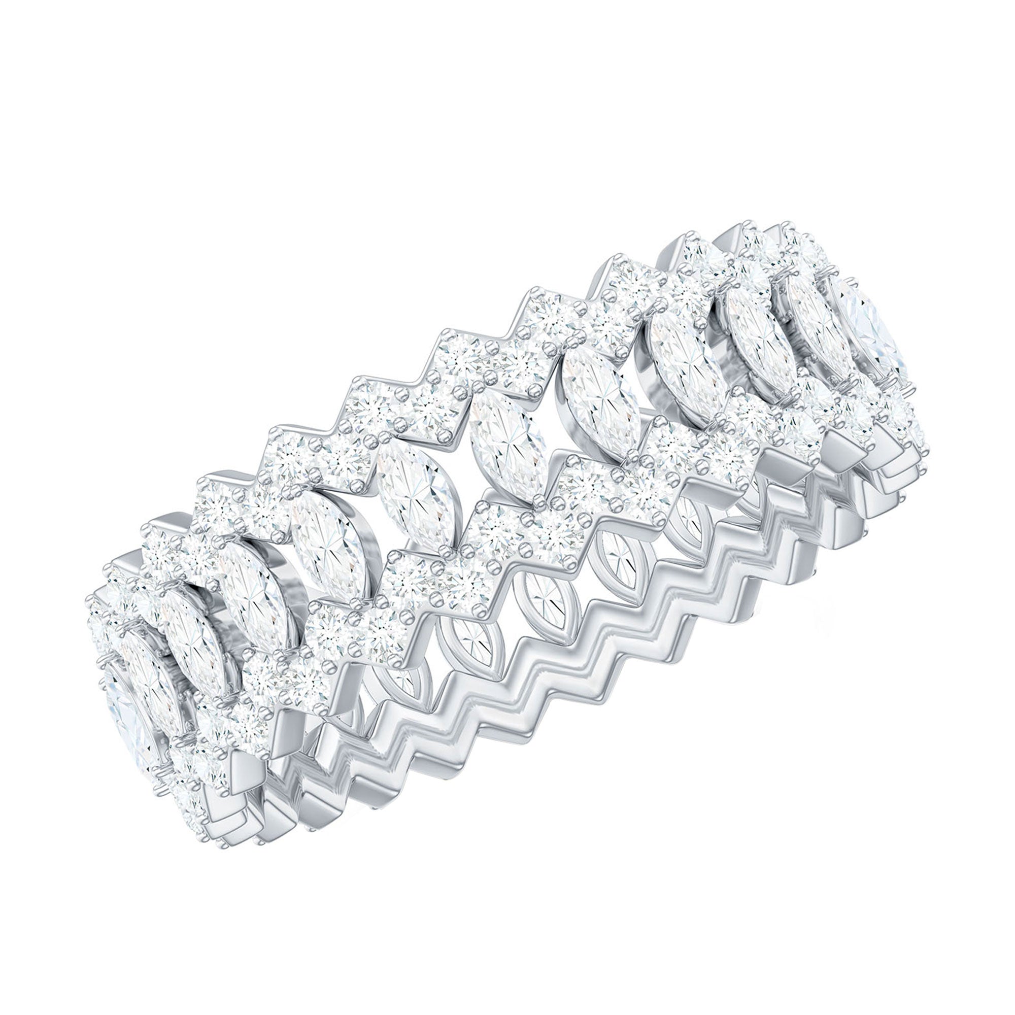 Certified Wide Moissanite Designer Wedding Band D-VS1 - Rosec Jewels