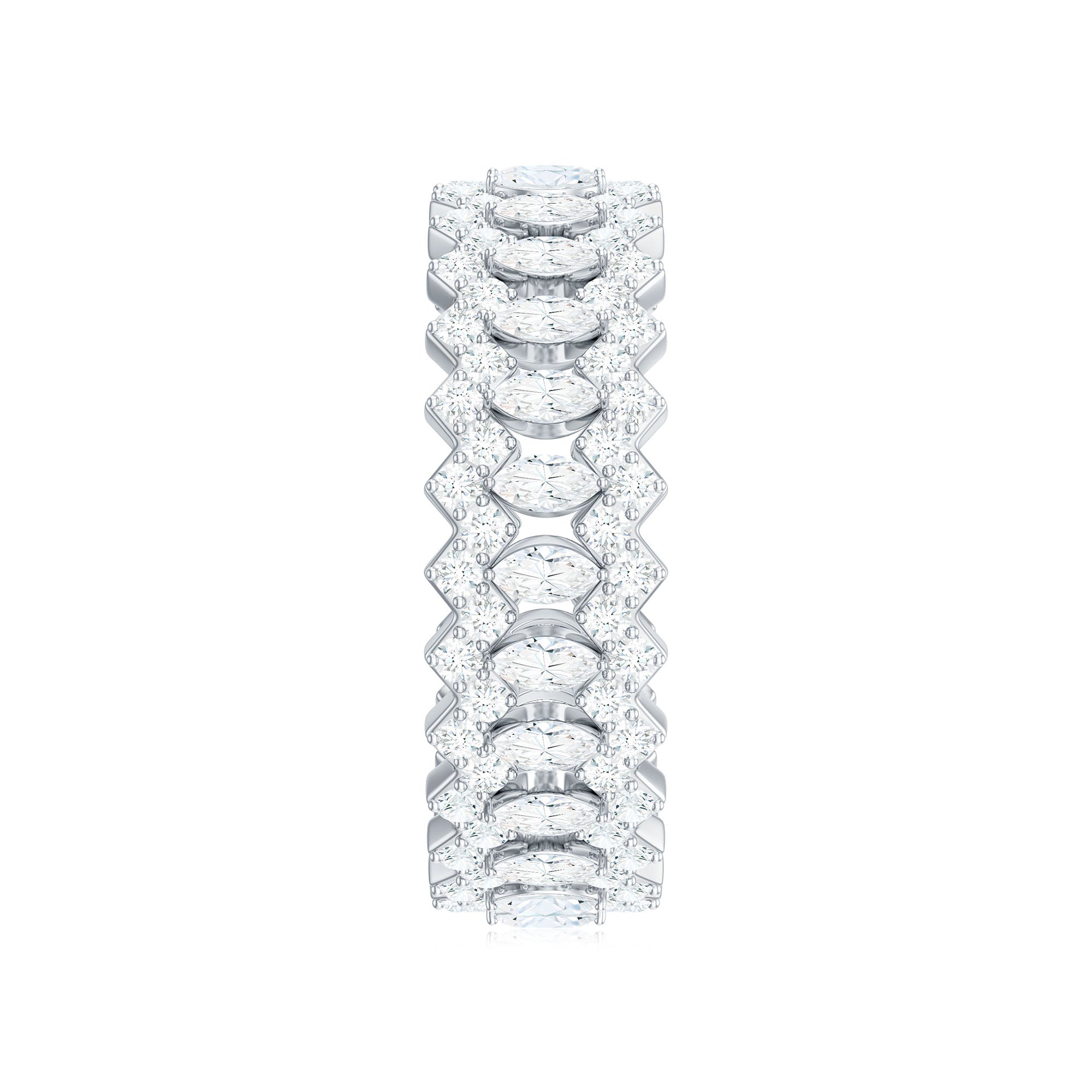 Certified Wide Moissanite Designer Wedding Band D-VS1 - Rosec Jewels