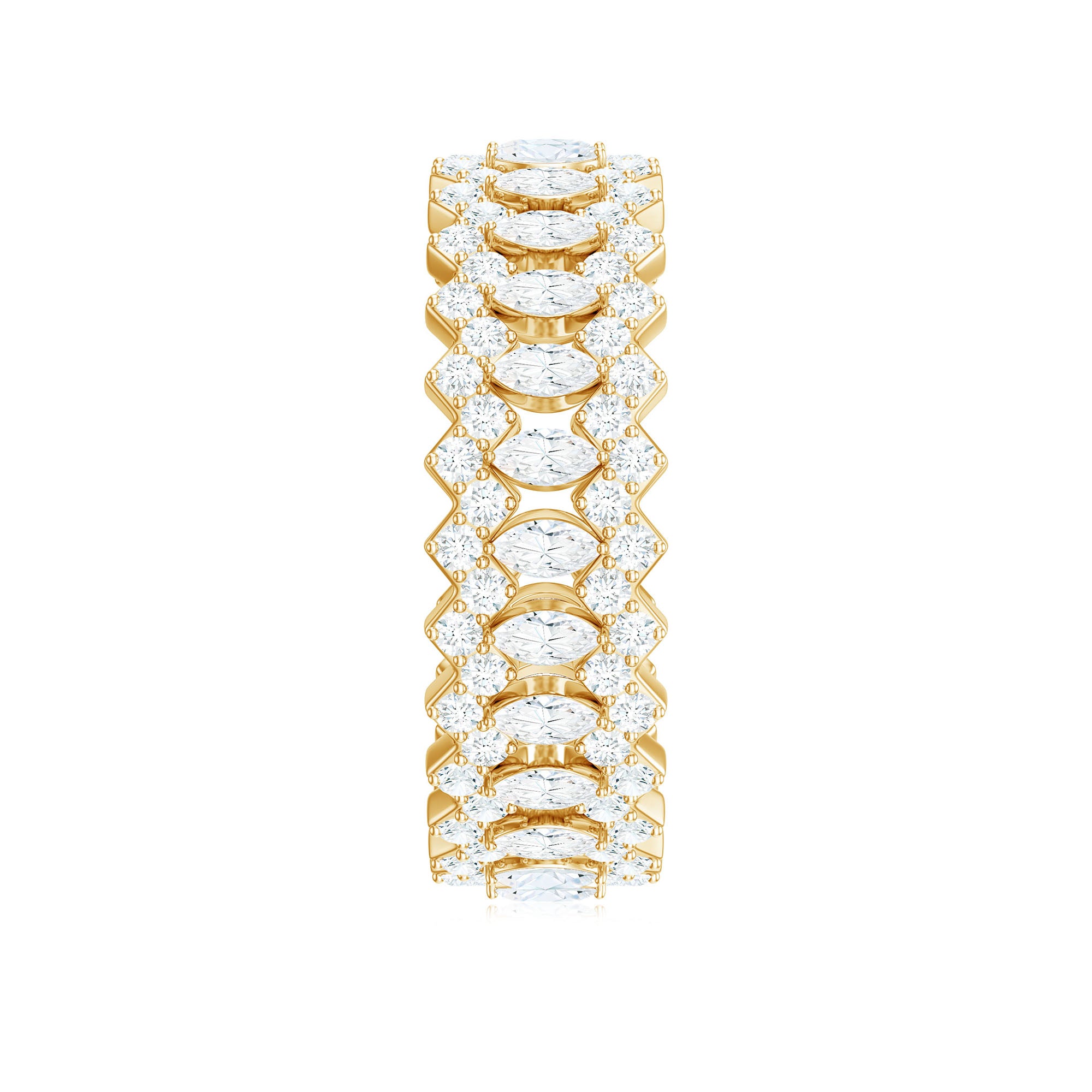 Certified Wide Moissanite Designer Wedding Band D-VS1 - Rosec Jewels