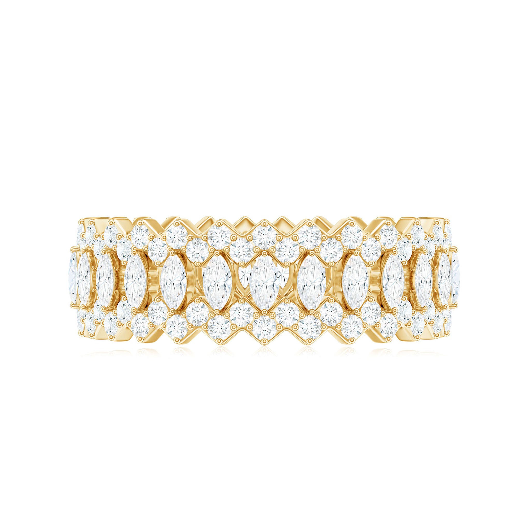 Certified Wide Moissanite Designer Wedding Band D-VS1 - Rosec Jewels