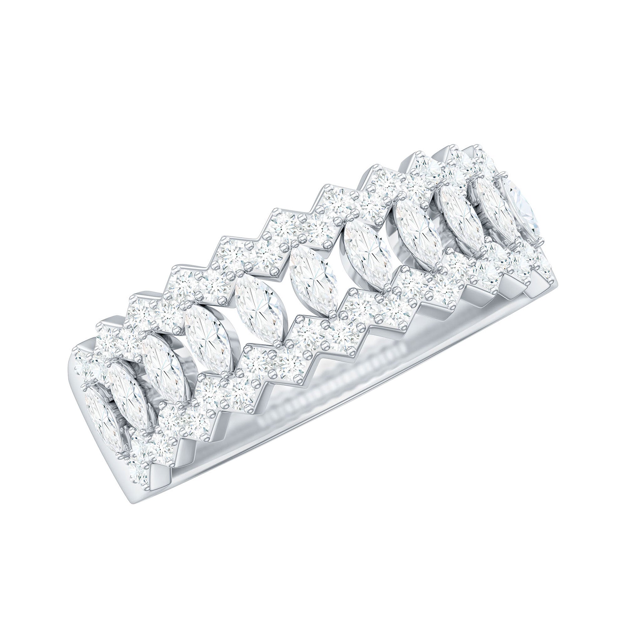 Certified Moissanite Designer Half Eternity Band Ring