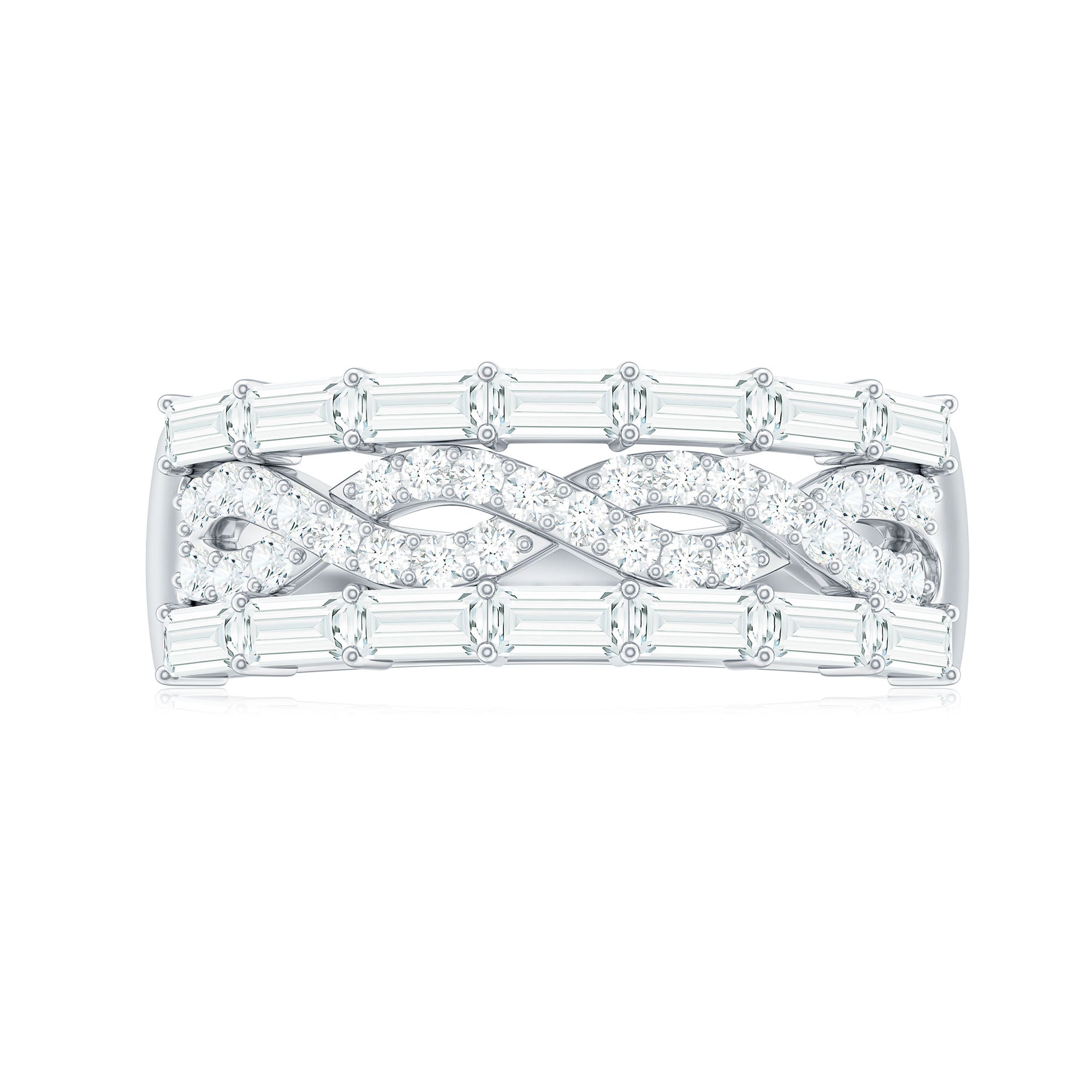 Infinity Style Moissanite Half Eternity Band Ring D-VS1 - Rosec Jewels