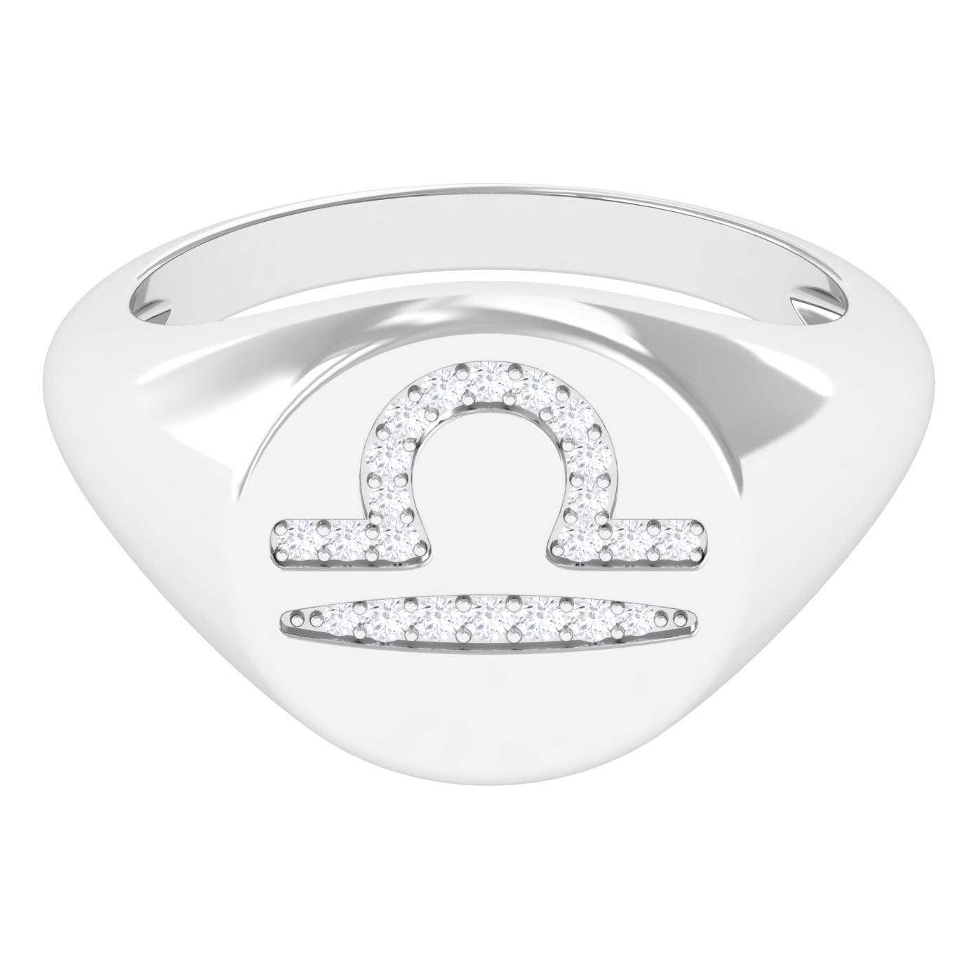 Zircon Libra Zodiac Signet Unisex Ring