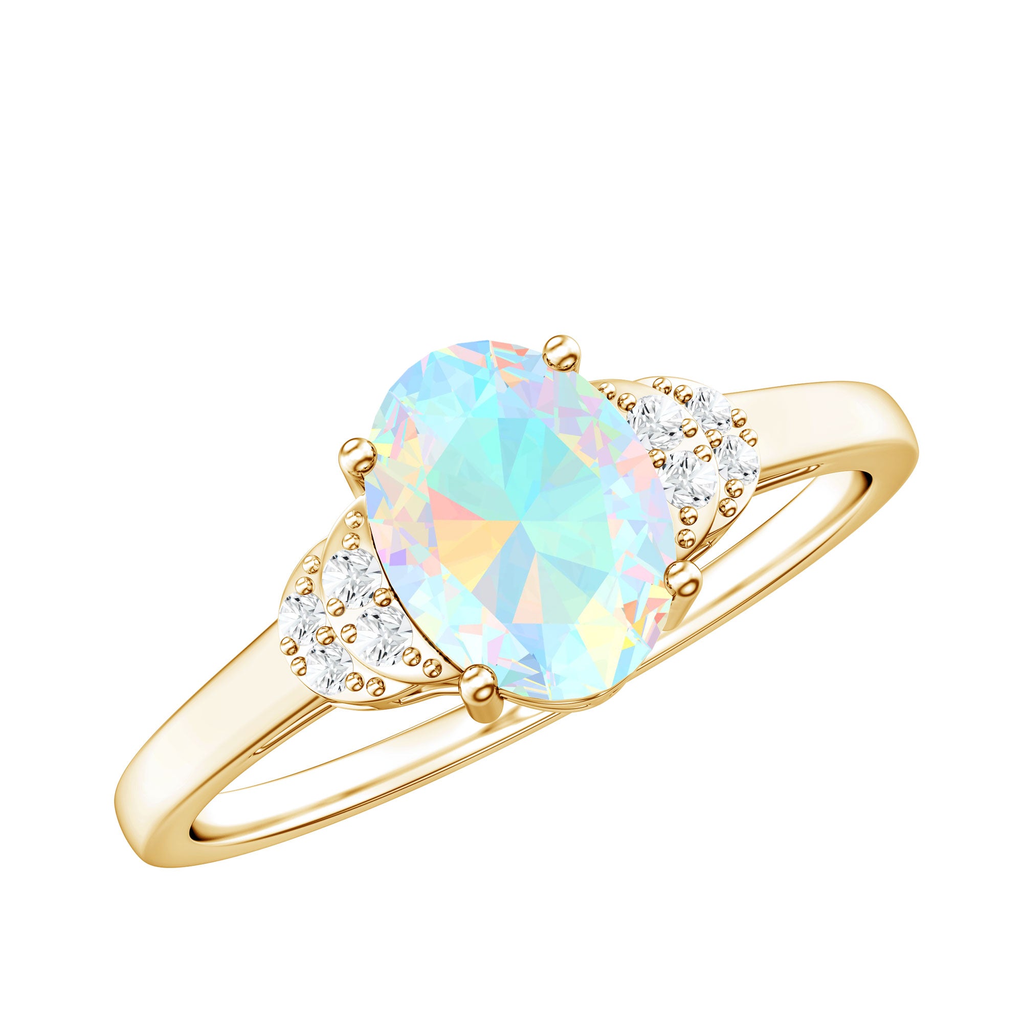 1.2 Carat Classic Ethiopian Opal Oval Engagement Ring AAA - Rosec Jewels