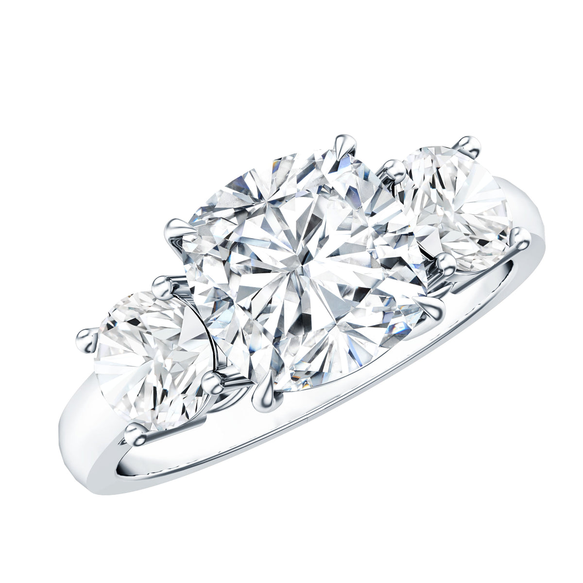 Three Stone Moissanite Engagement Ring with Certificate