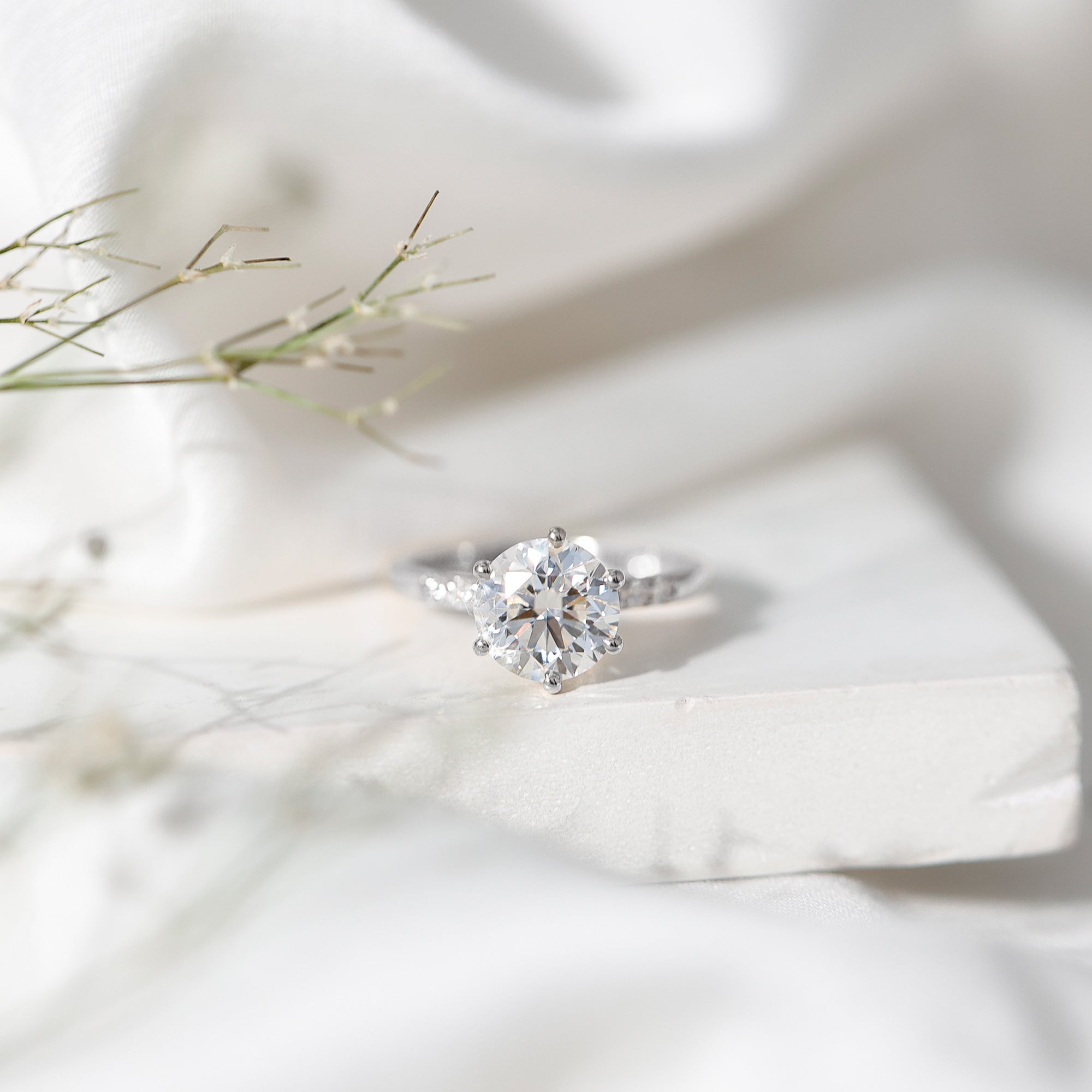 Round Cut 3 Carat Lab Grown Diamond Solitaire Engagement Ring Lab - ( EF-VS ) - Rosec Jewels