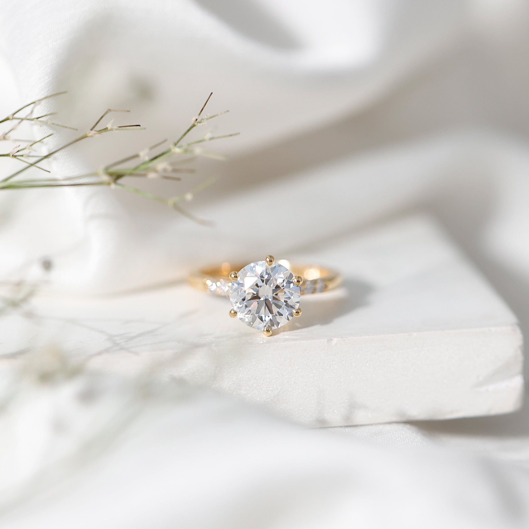 Round Cut 3 Carat Lab Grown Diamond Solitaire Engagement Ring Lab - ( EF-VS ) - Rosec Jewels