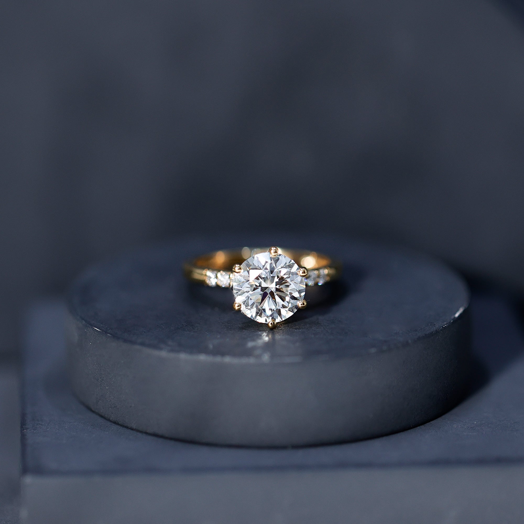 Round Cut 3 Carat Lab Grown Diamond Solitaire Engagement Ring Lab - ( EF-VS ) - Rosec Jewels