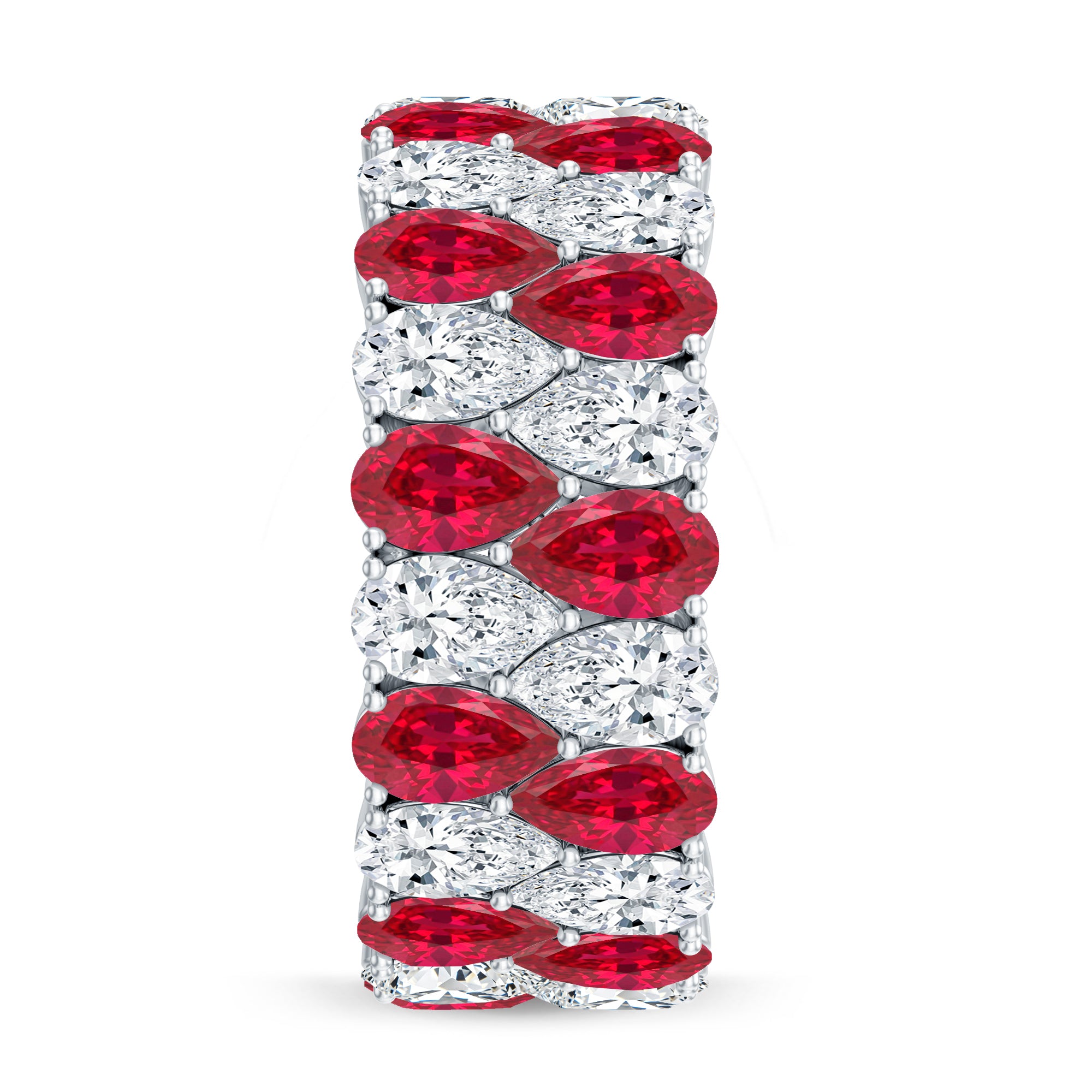 Wide Lab Grown Ruby and Diamond Eternity Band for Women AAAA - Rosec Jewels