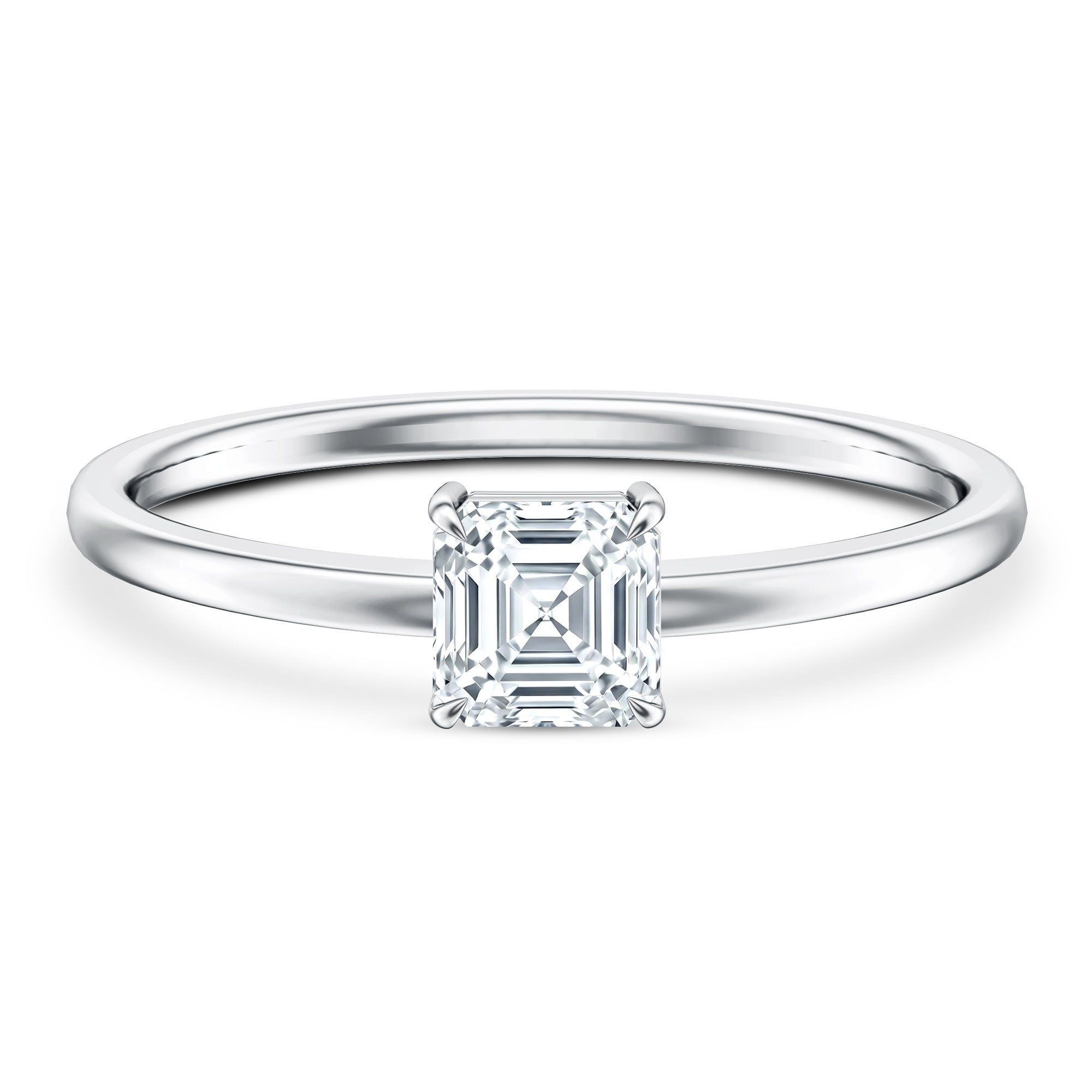 5MM Asscher Cut Lab Grown Diamond Solitaire Promise Ring Lab - ( EF-VS ) - Rosec Jewels