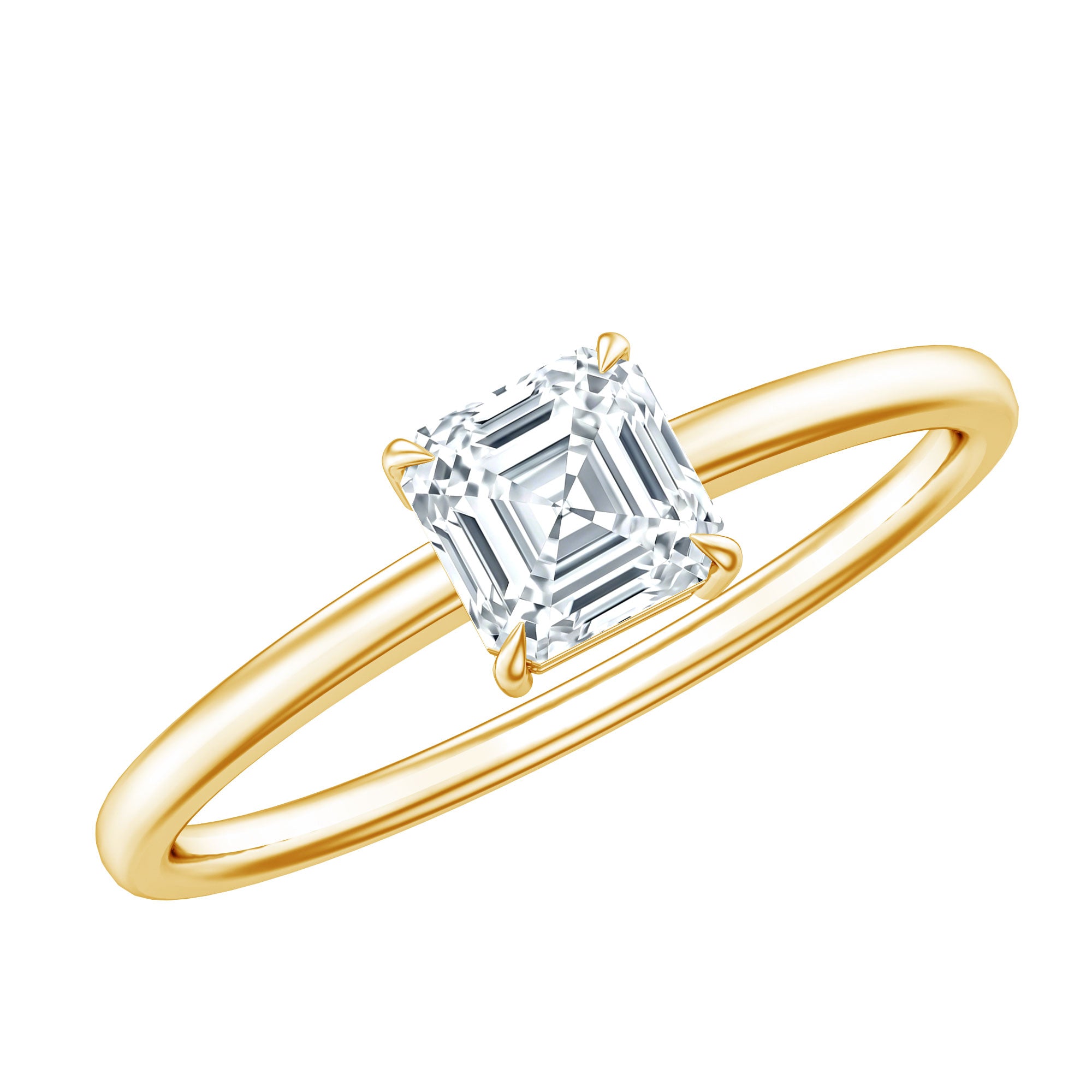 5MM Asscher Cut Lab Grown Diamond Solitaire Promise Ring Lab - ( EF-VS ) - Rosec Jewels