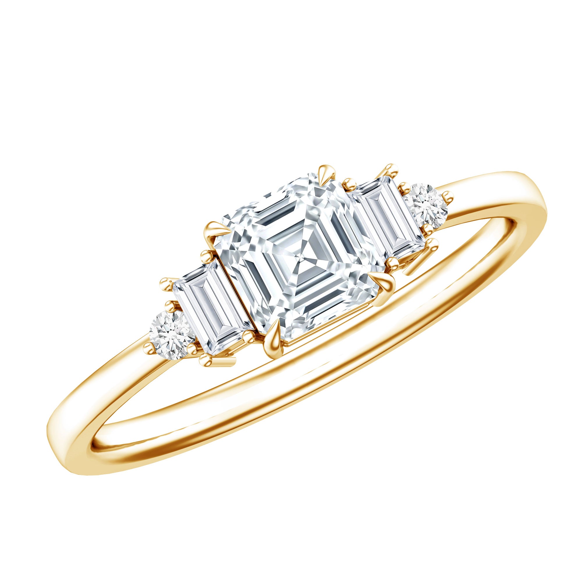 Certified 0.7 Carat Lab Grown Diamond Asscher Cut Engagement Ring Lab - ( EF-VS ) - Rosec Jewels